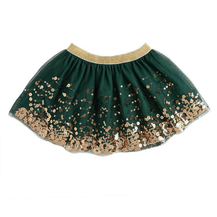 Sweet Wink | Girl's Emerald Green Sequin Tutu Skirt – becauseofadi