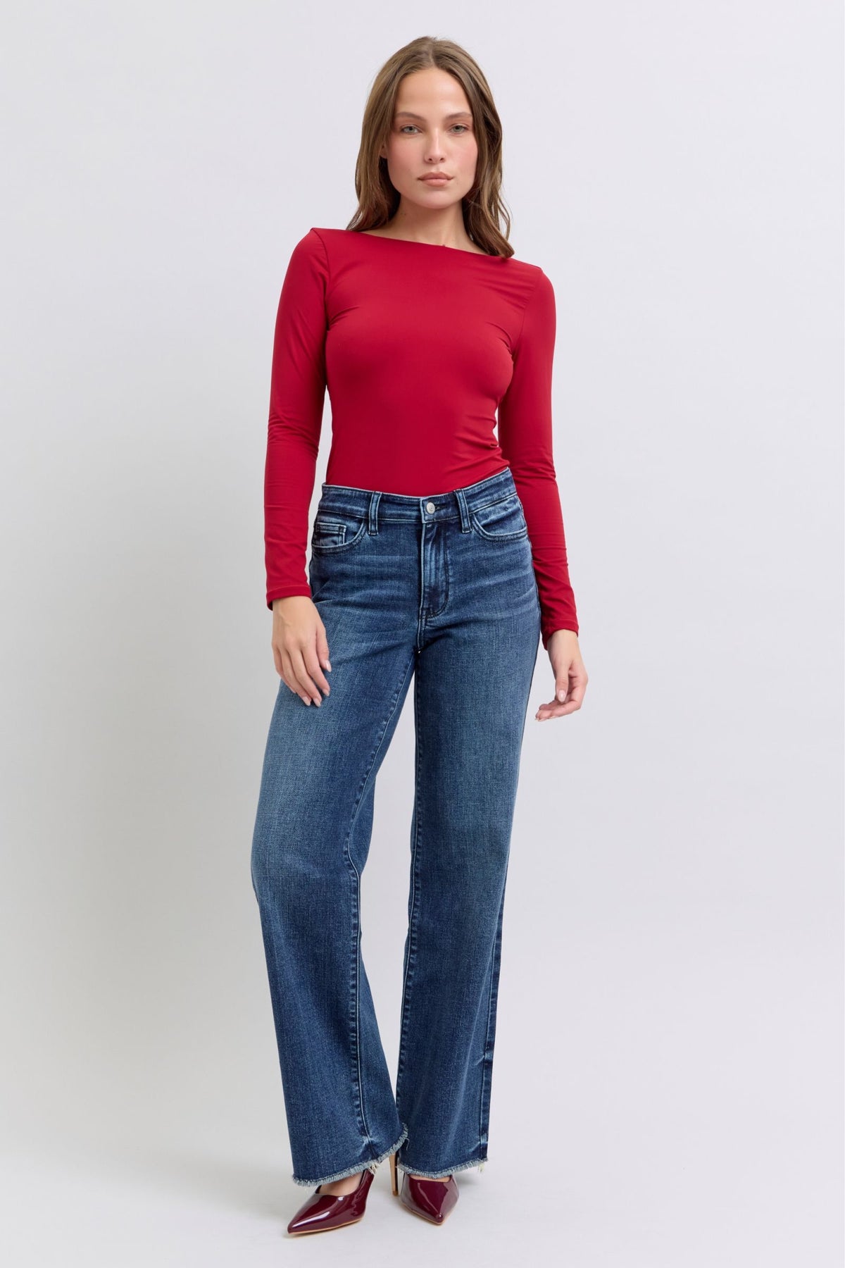 Judy Blue | Raw Hem Mid Rise Jeans