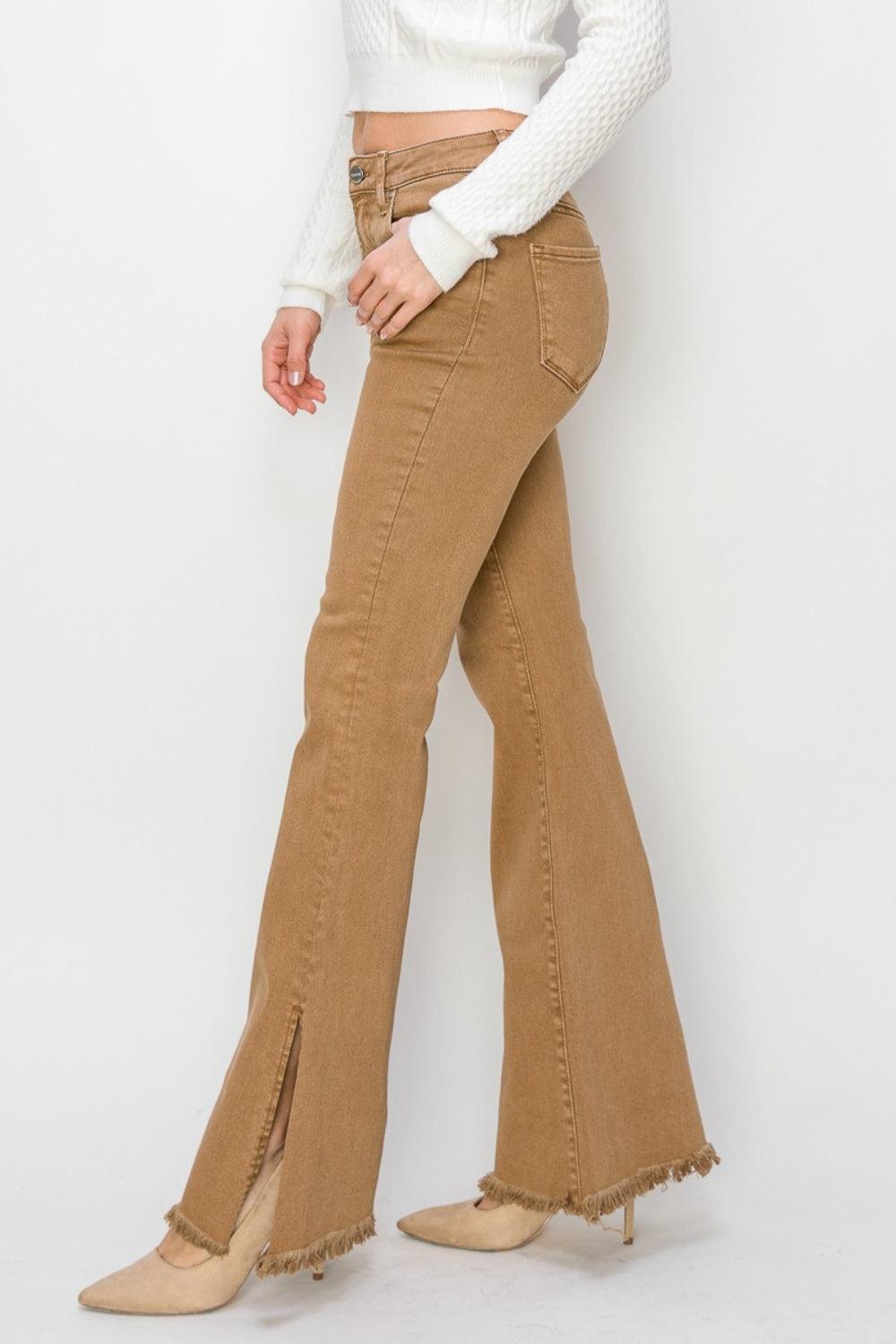 RISEN | Bailey High Waist Side Slit Flare Jeans