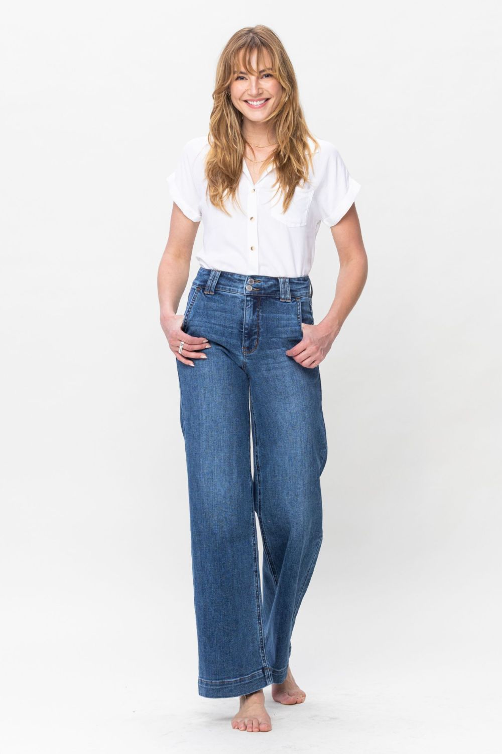 Judy Blue | Double Button Wide Leg Jeans