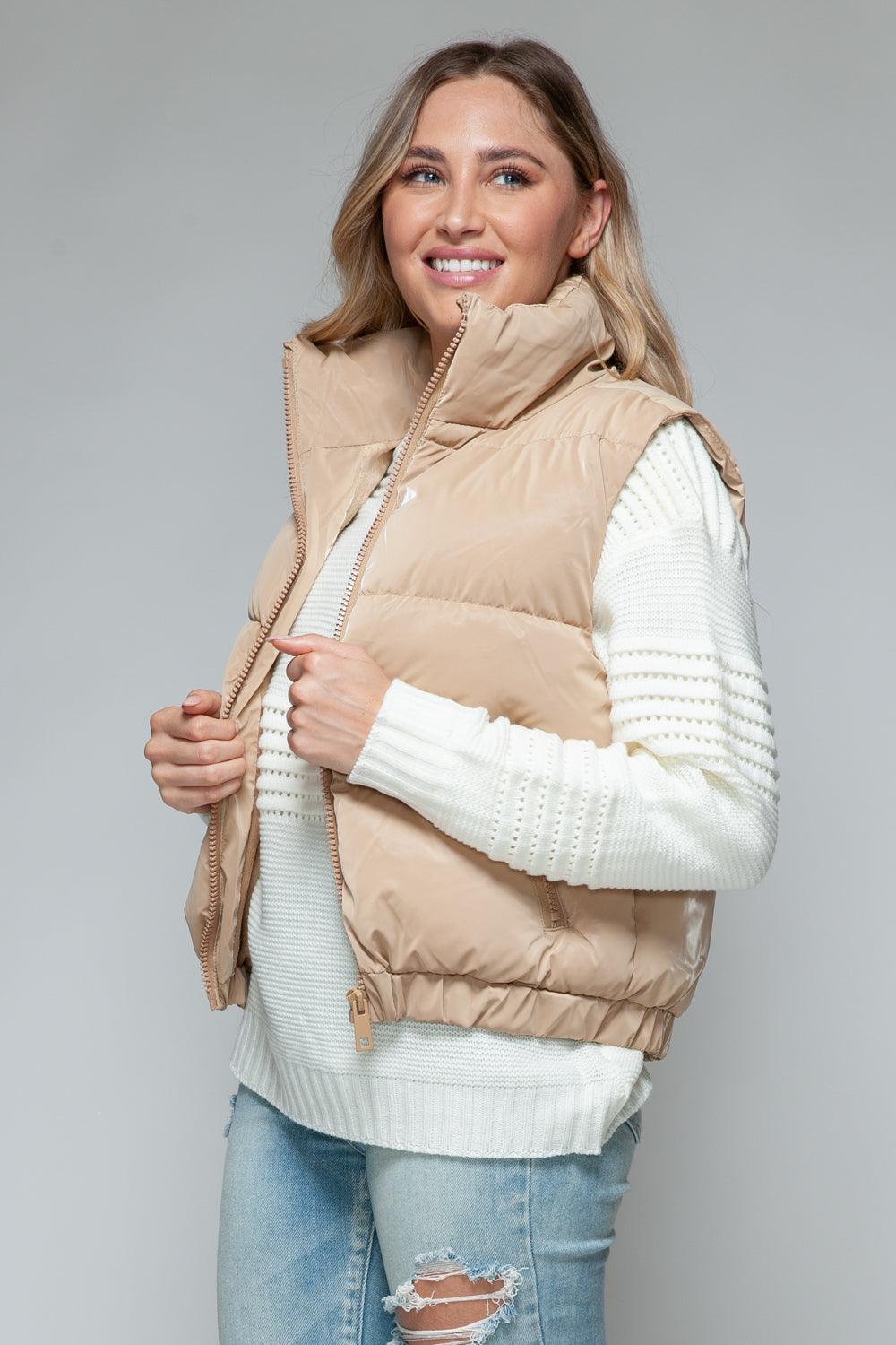 Snobbish Fine Fur Lining Quilted Vest in Iced Coffee