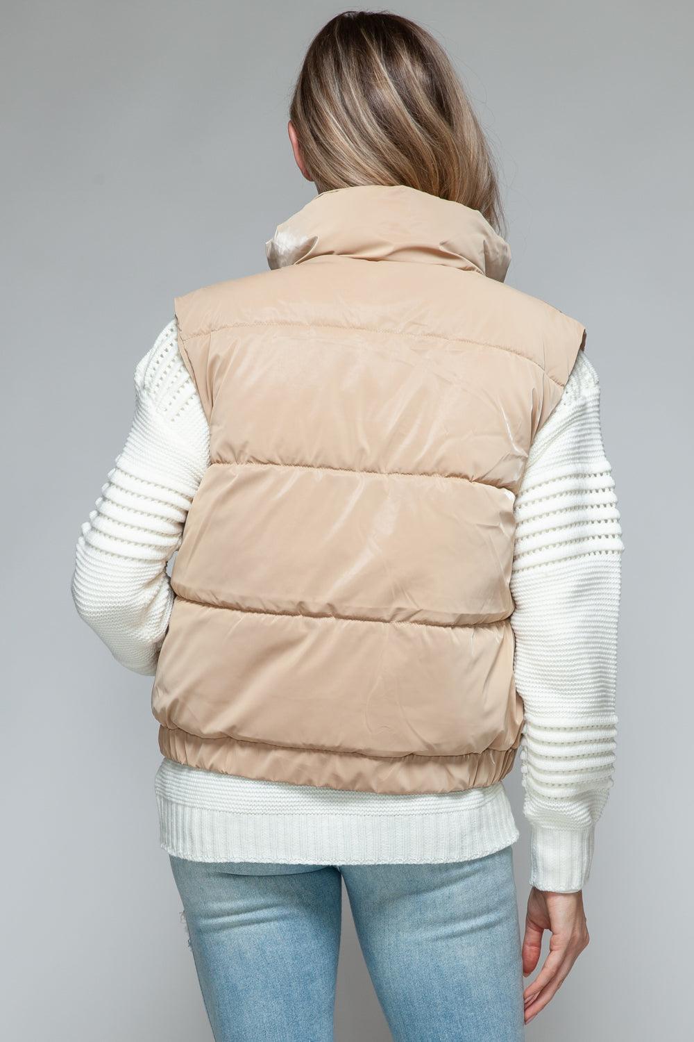 Snobbish Fine Fur Lining Quilted Vest in Iced Coffee