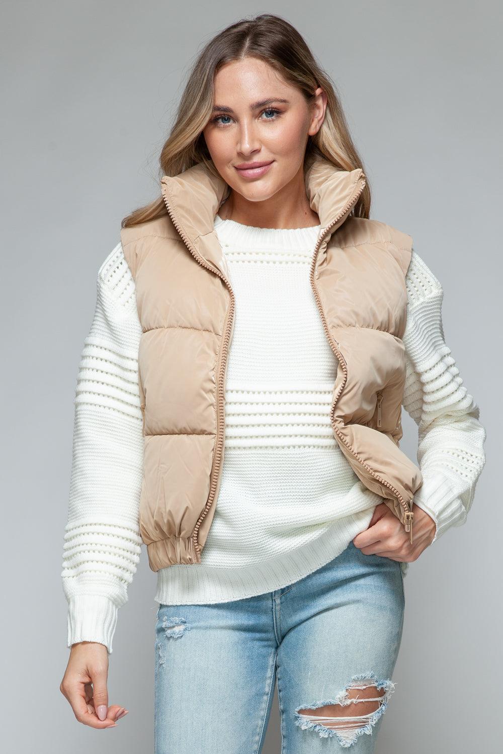 Snobbish Fine Fur Lining Quilted Vest in Iced Coffee