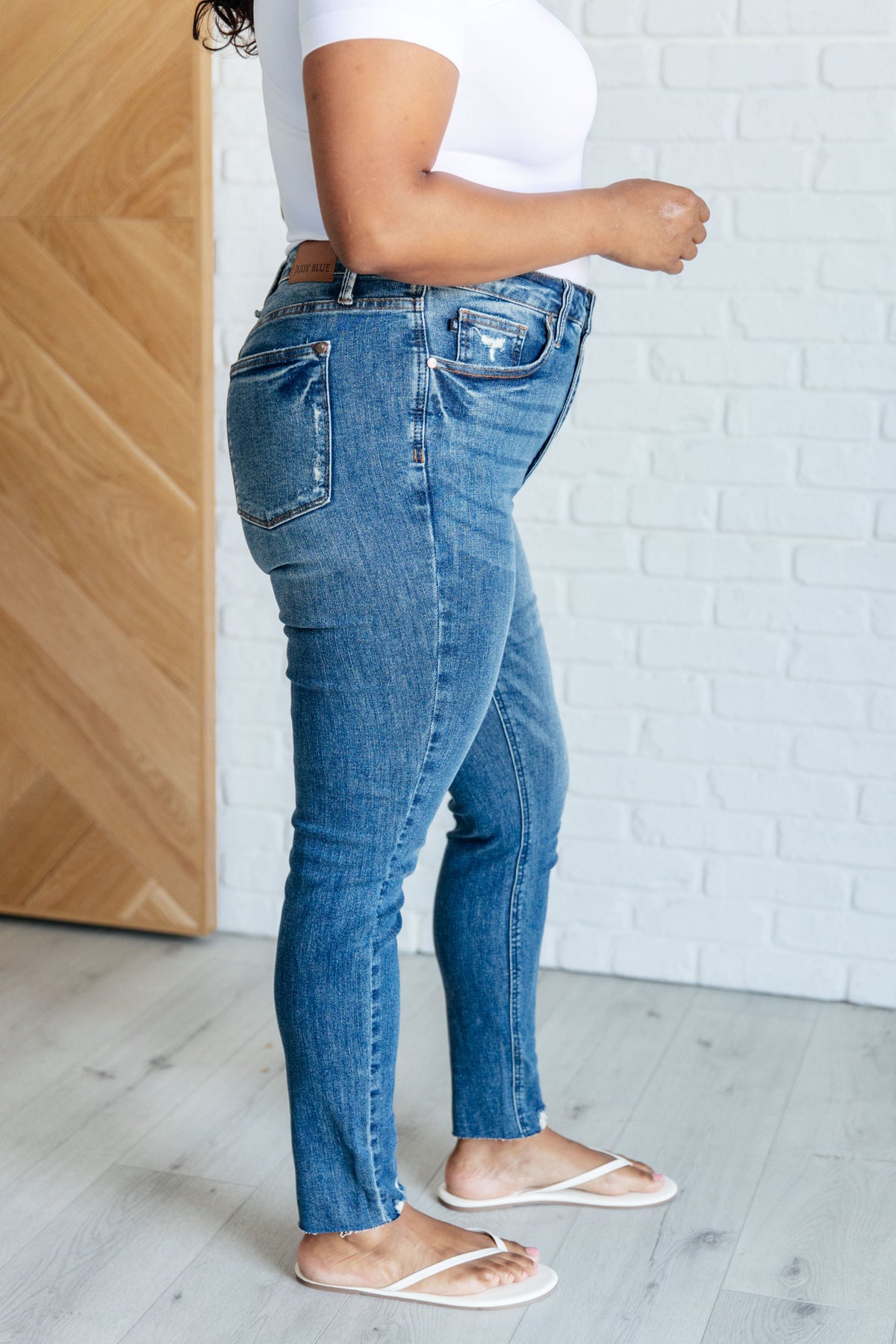 Judy Blue | Alba High Rise Control Top Distressed Hem Skinny Jeans