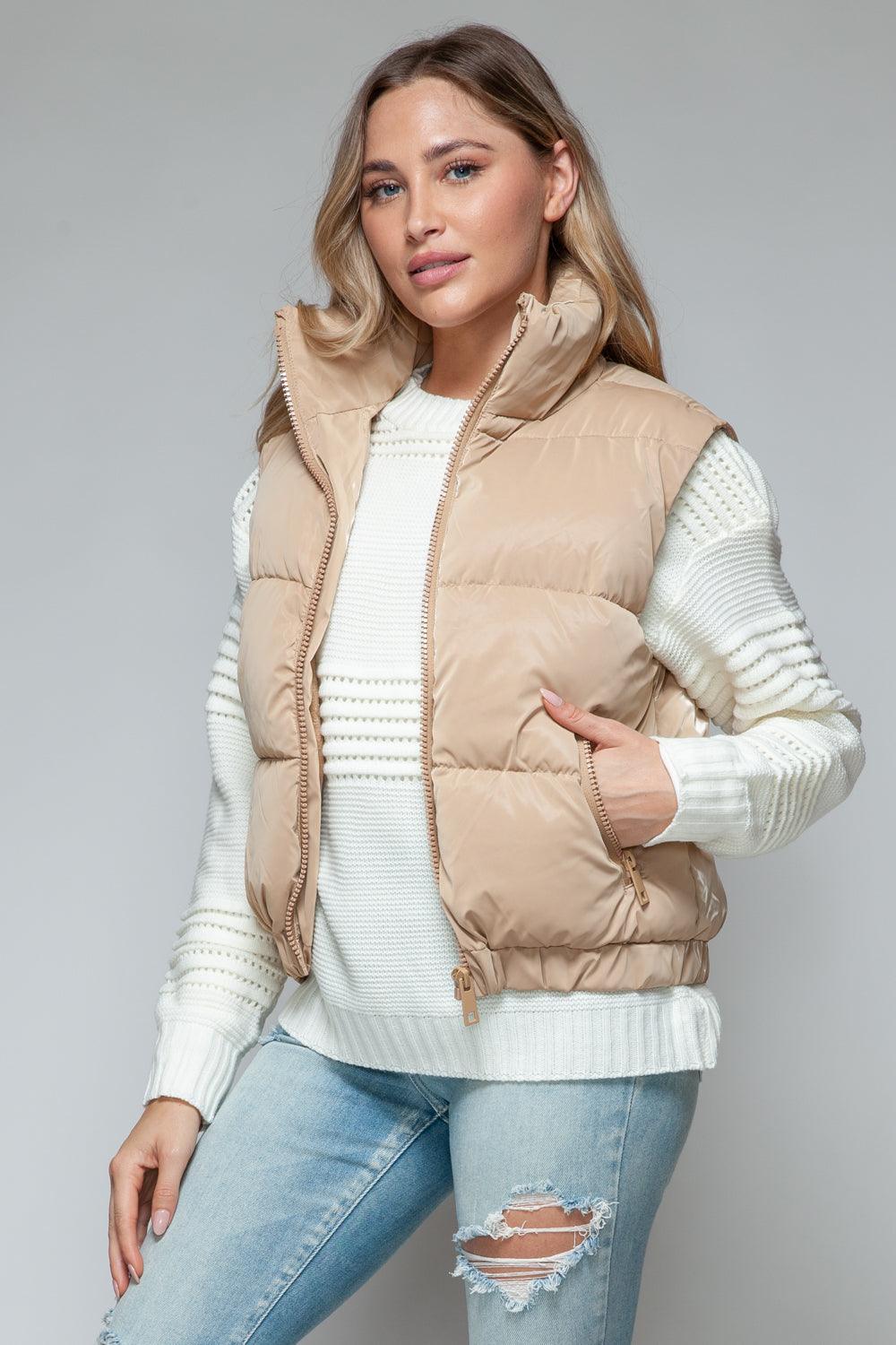 Snobbish Fine Fur Lining Quilted Vest in Iced Coffee