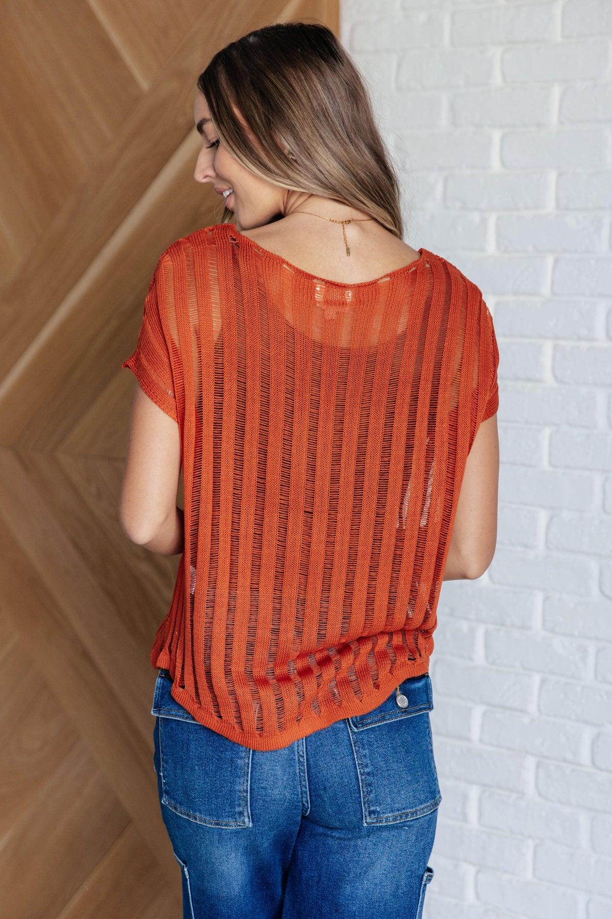 All I See Is You Loose Knit Top in Orange