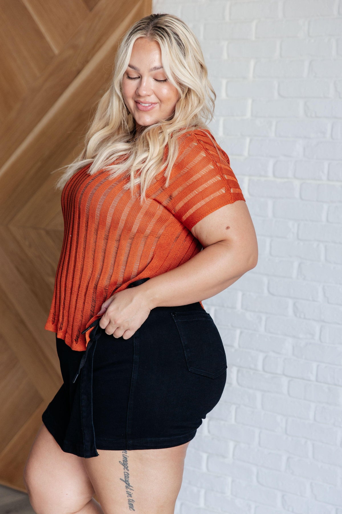 All I See Is You Loose Knit Top in Orange