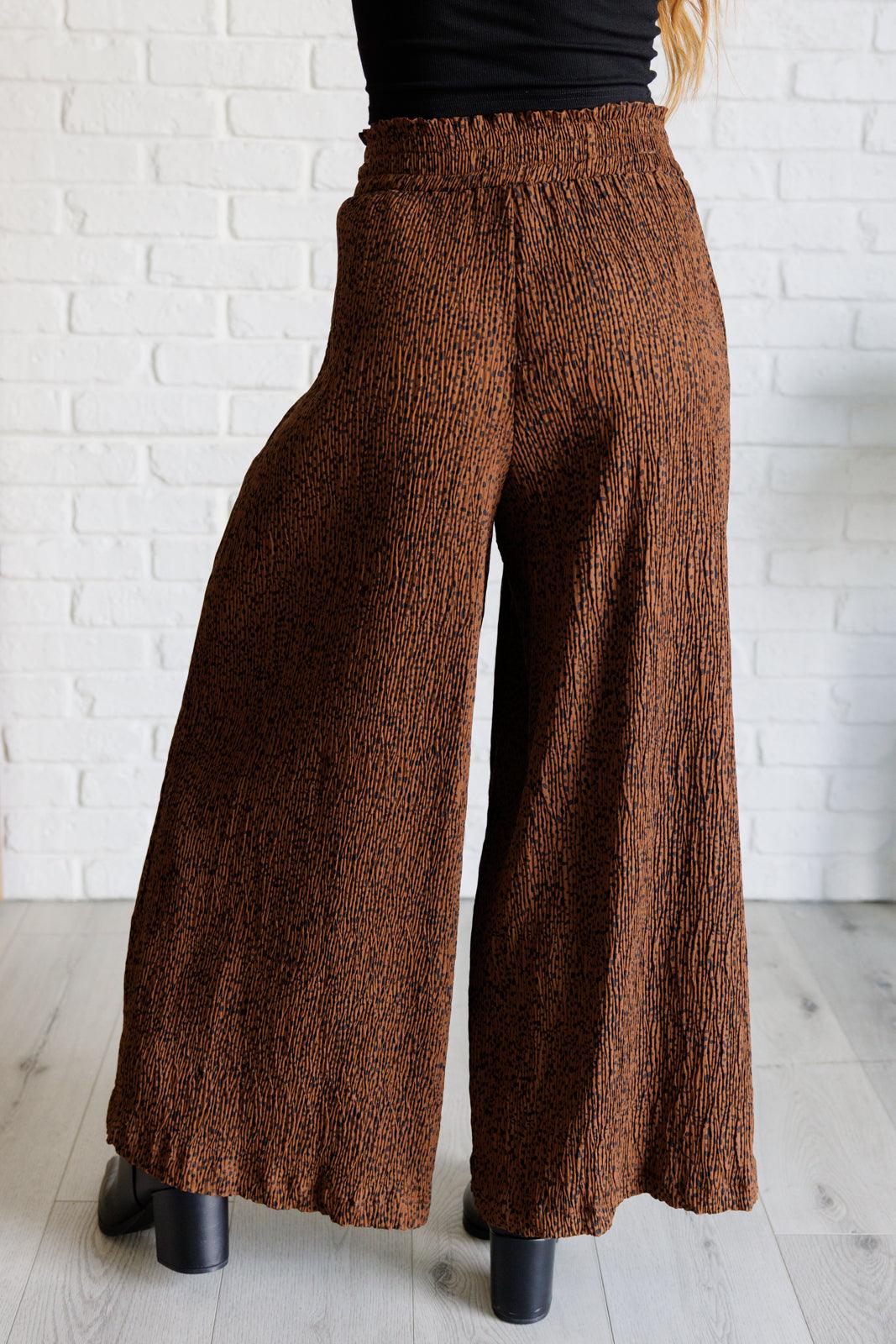 Harmony High Rise Wide Leg Pants in Brown