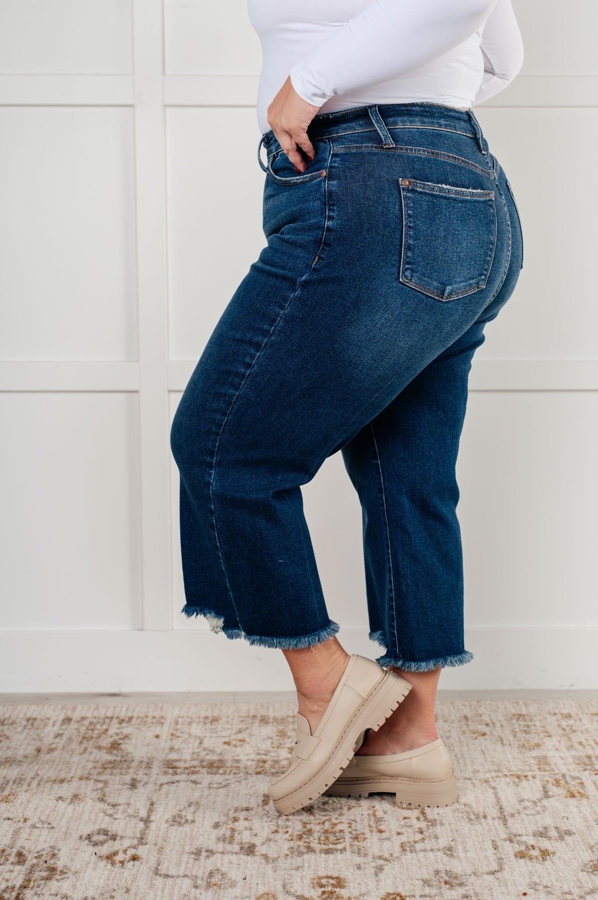 Judy Blue | Janice High Rise Button Fly Wide Leg Crop Jeans