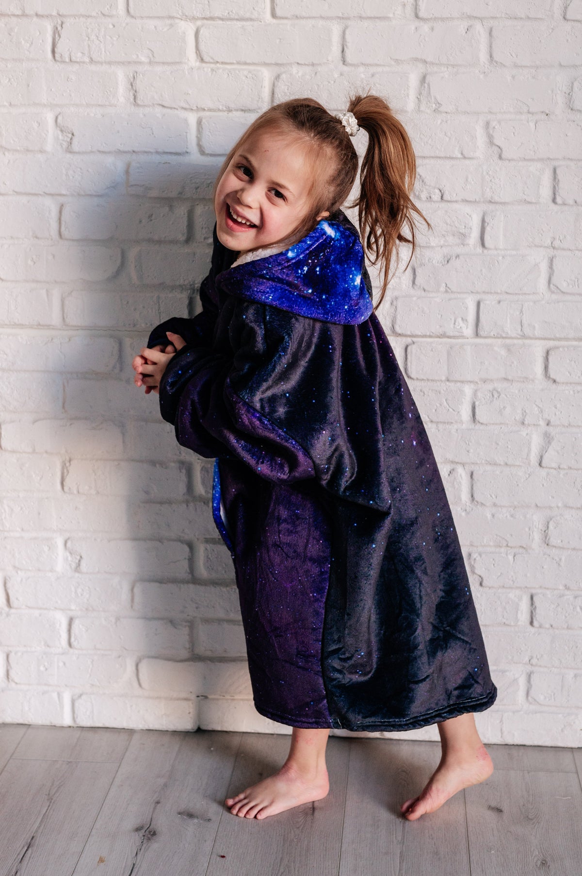 Kids Oversized Hoodie Blanket in Starry Sky