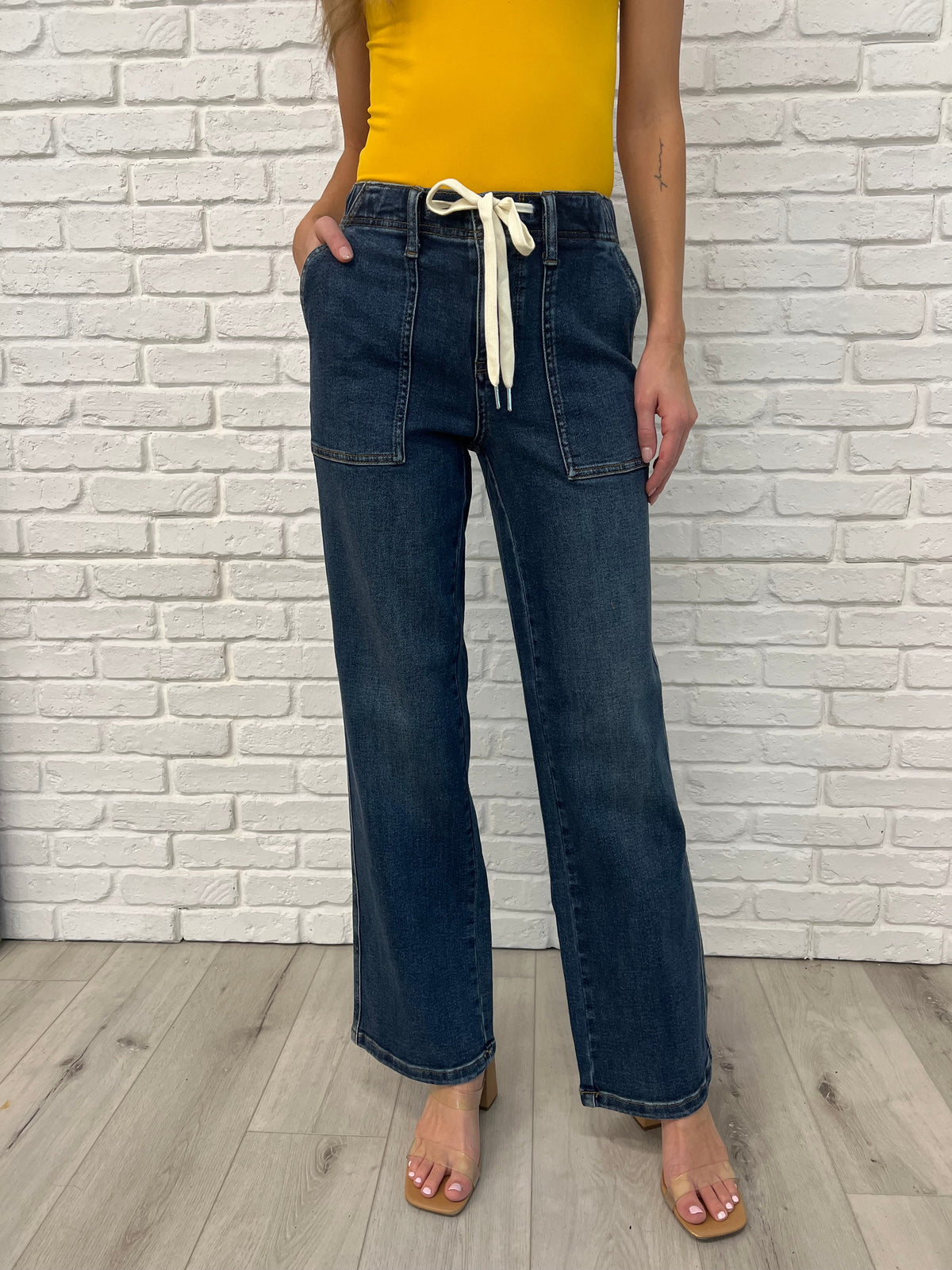 Judy Blue | Melanie High Rise Drawstring Wide Leg Jeans