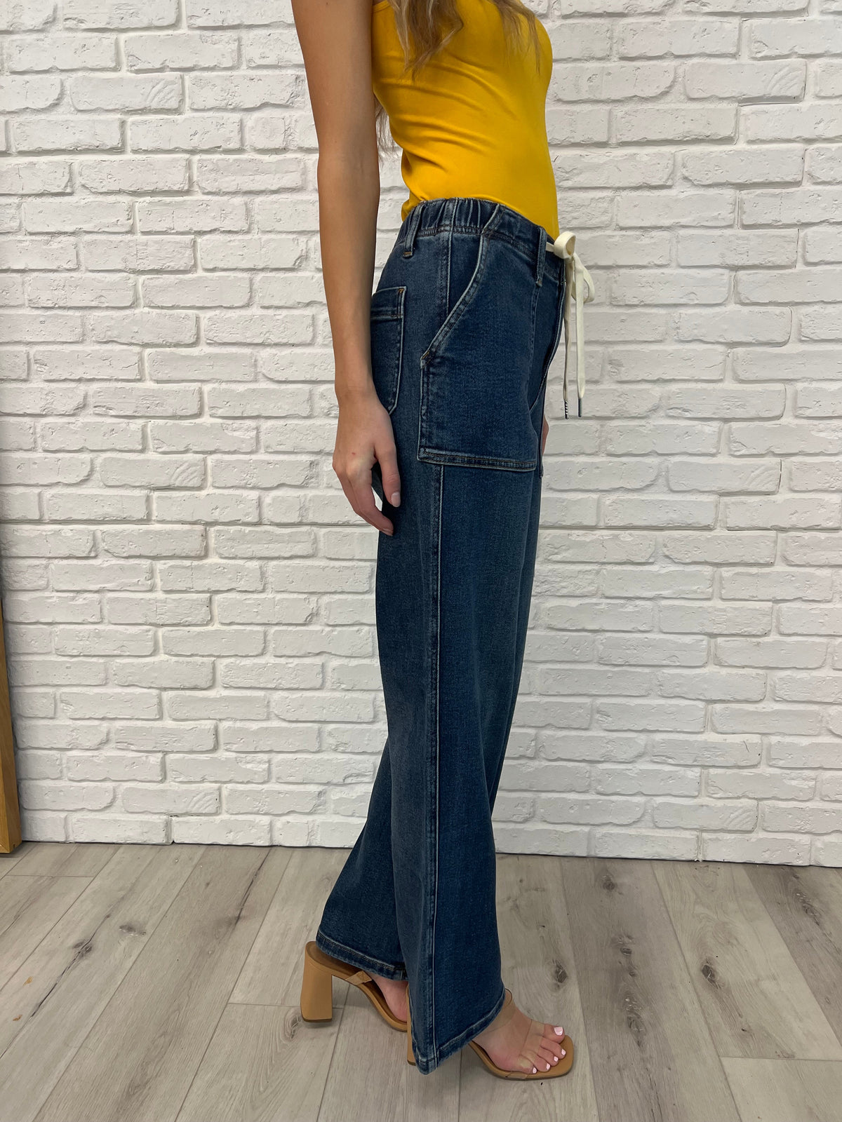 Judy Blue | Melanie High Rise Drawstring Wide Leg Jeans