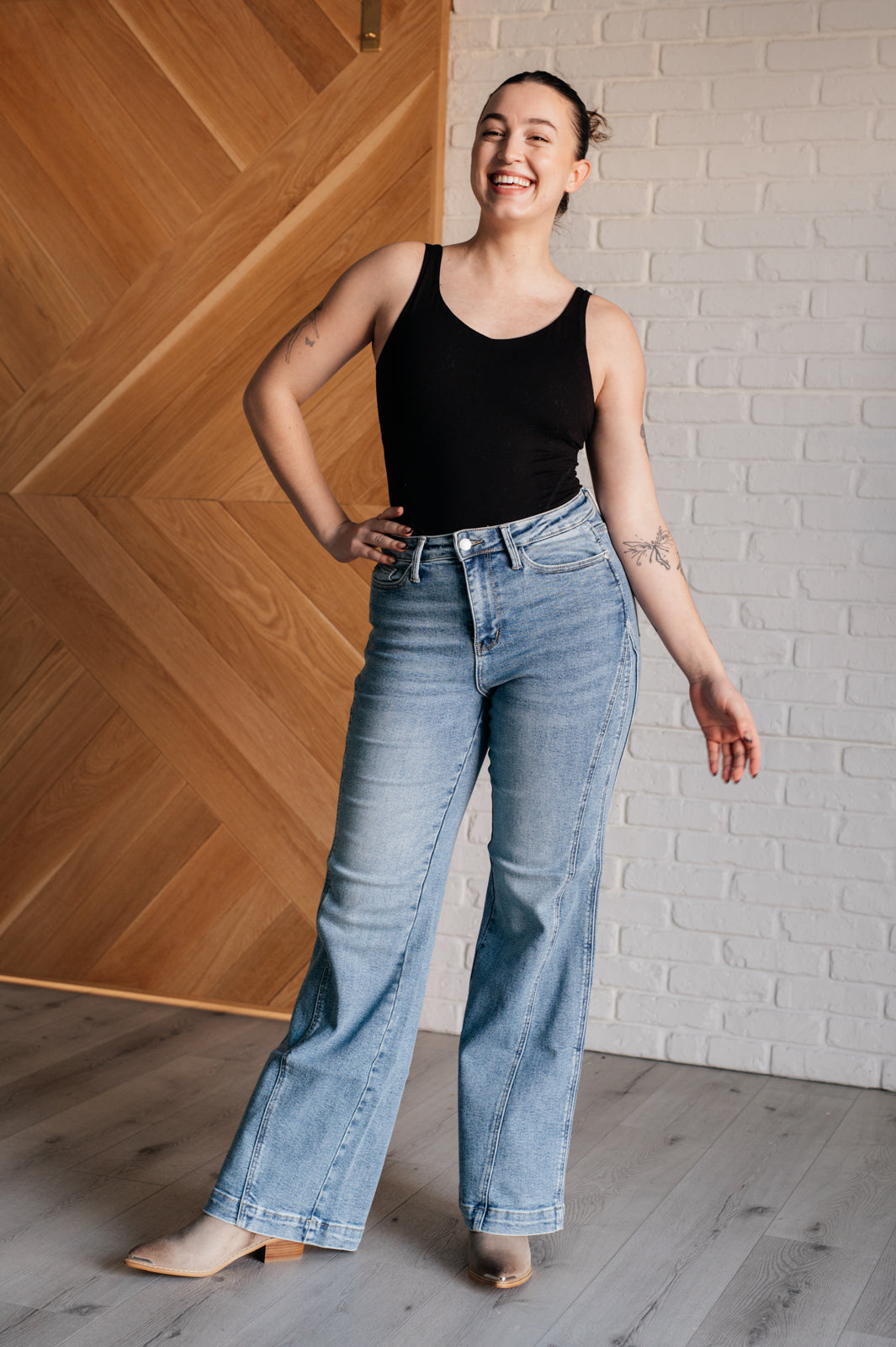 Judy Blue | Melia High Rise Side Seam Detail Wide Leg Jeans