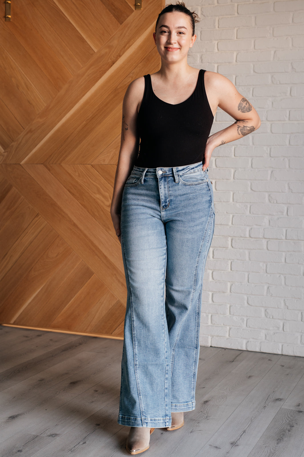 Judy Blue | Melia High Rise Side Seam Detail Wide Leg Jeans