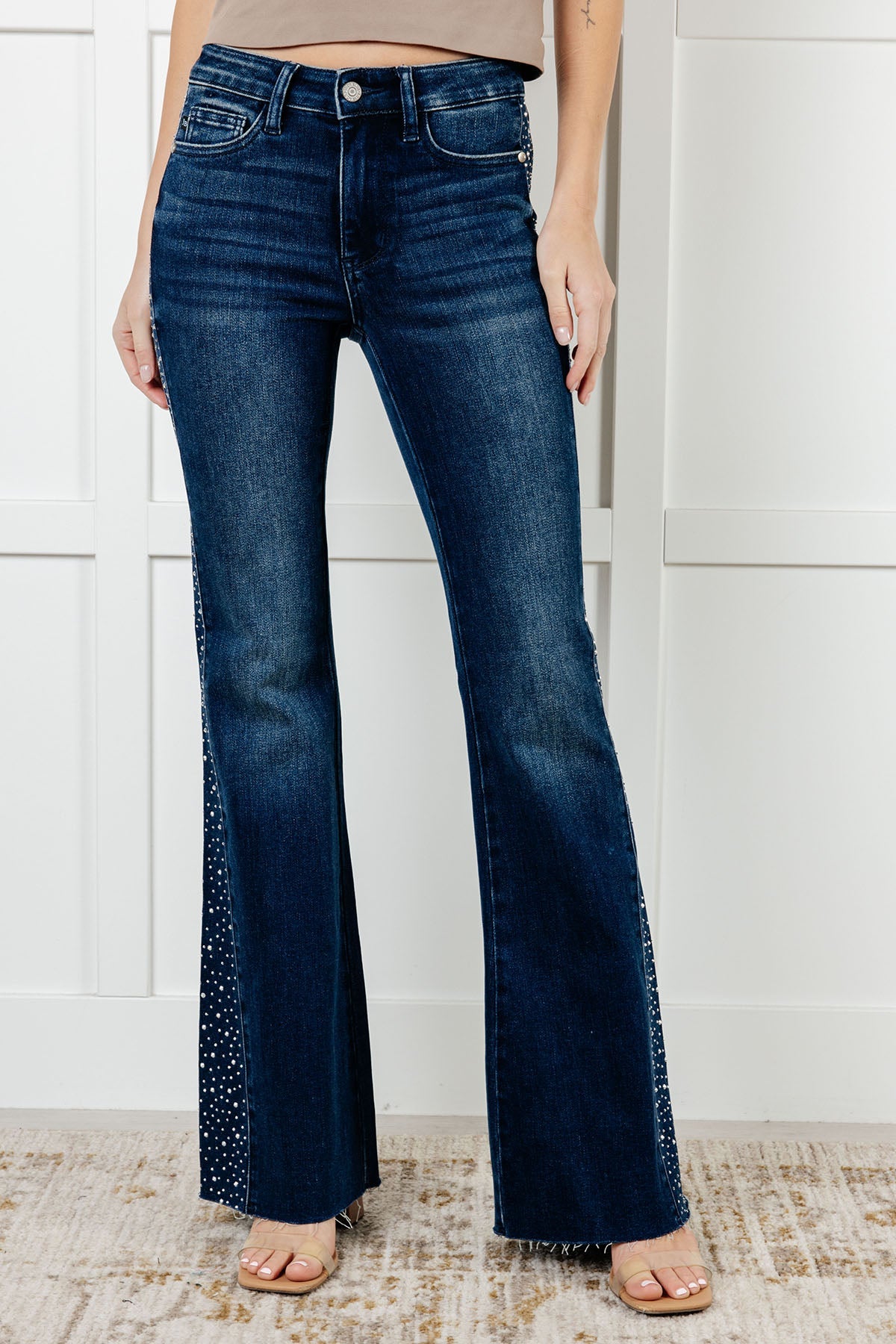 Judy Blue | Shannon Mid Rise Rhinestone Detail Flare Jeans