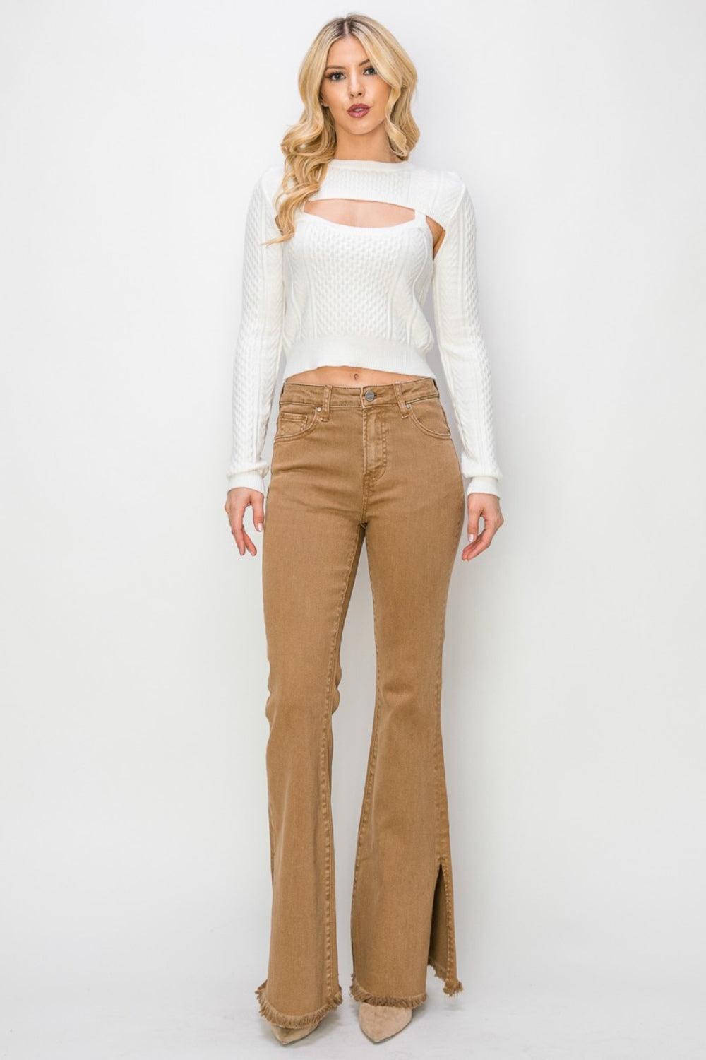 RISEN | Bailey High Waist Side Slit Flare Jeans