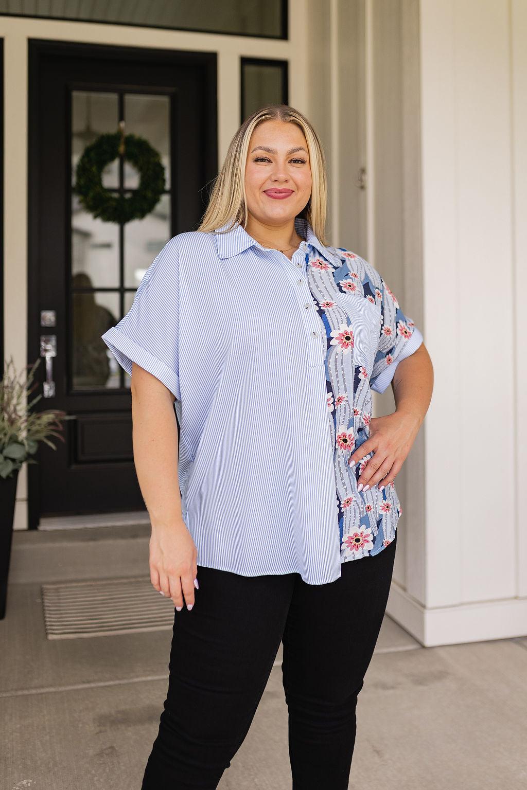 Best Of Both Worlds Button Down Top - becauseofadi