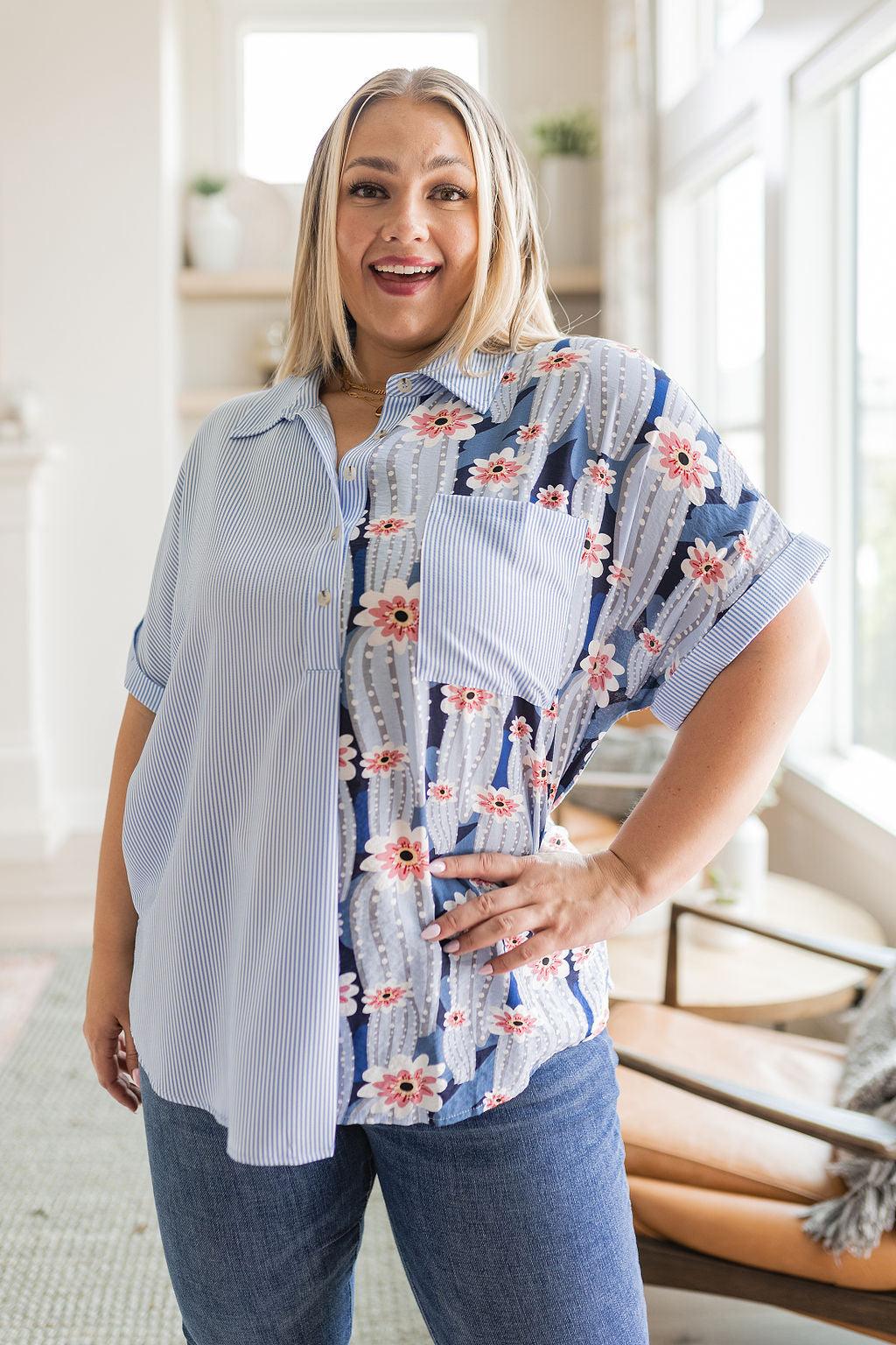 Best Of Both Worlds Button Down Top - becauseofadi