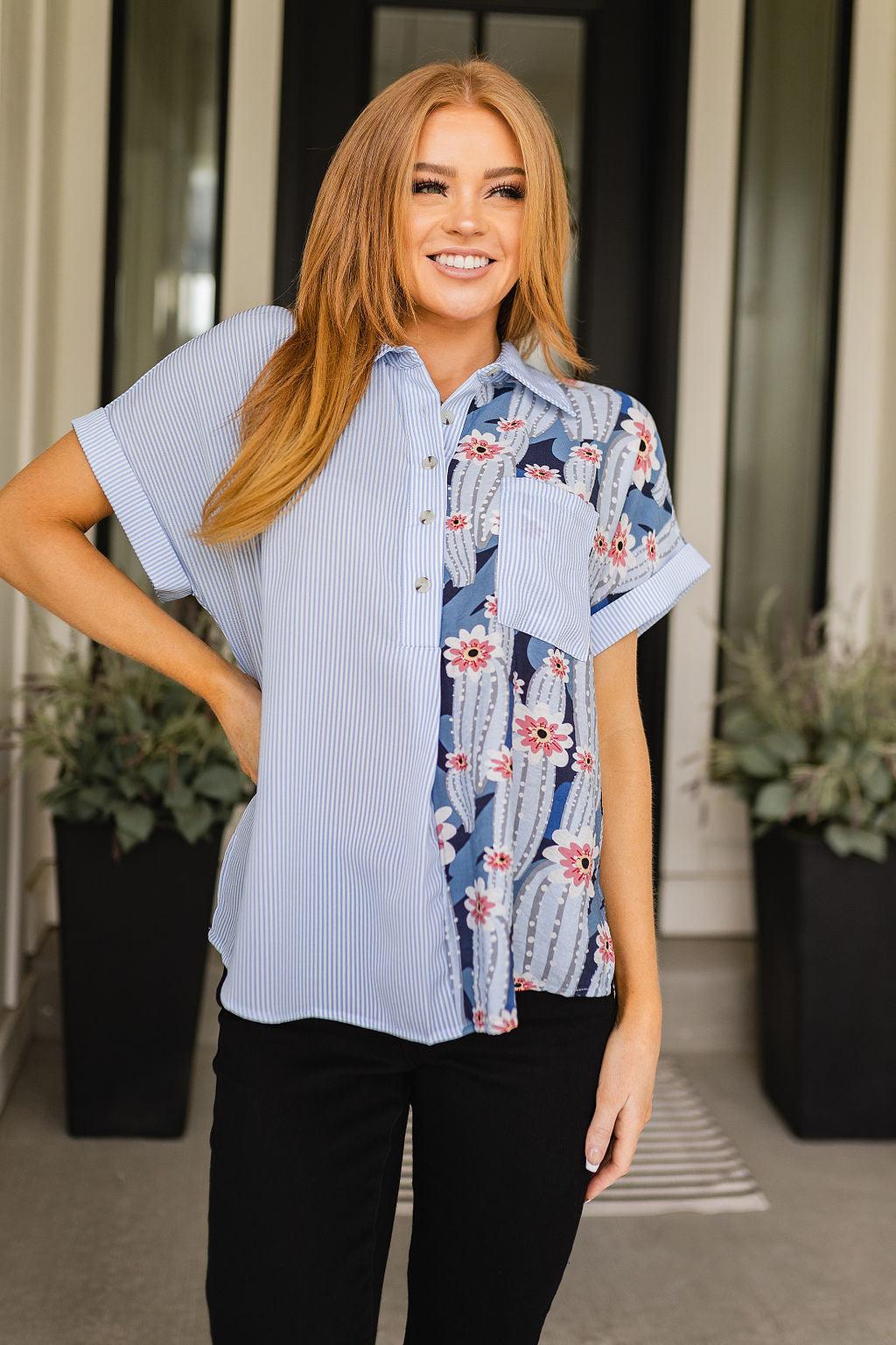 Best Of Both Worlds Button Down Top - becauseofadi