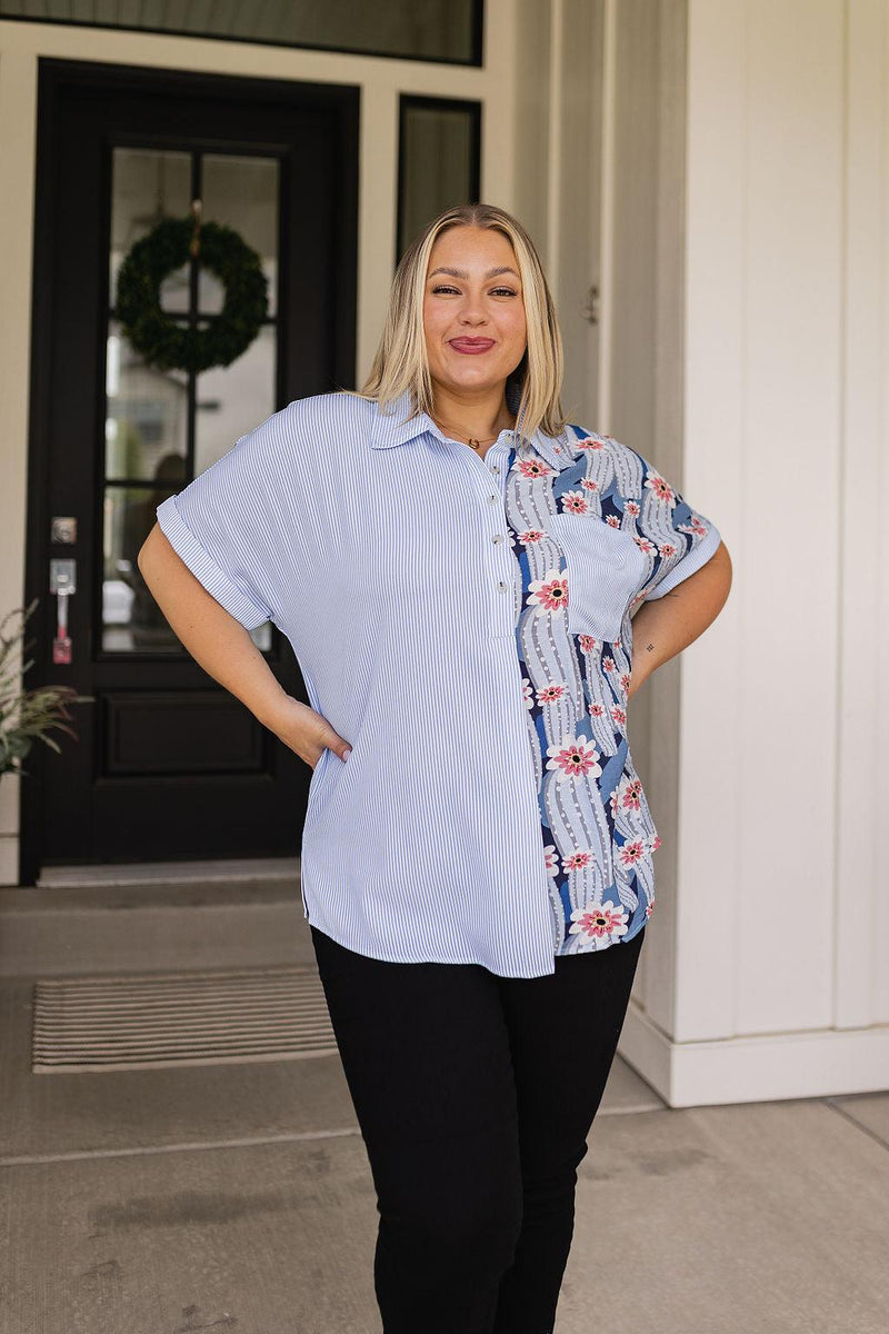 Best Of Both Worlds Button Down Top - becauseofadi