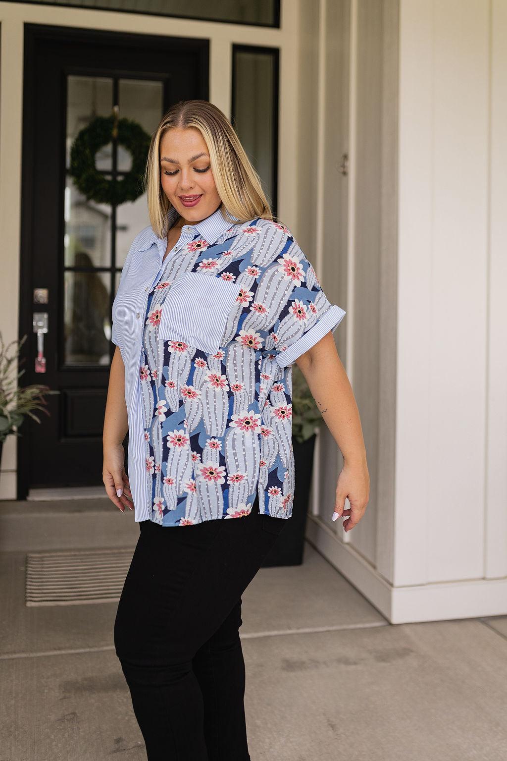 Best Of Both Worlds Button Down Top - becauseofadi