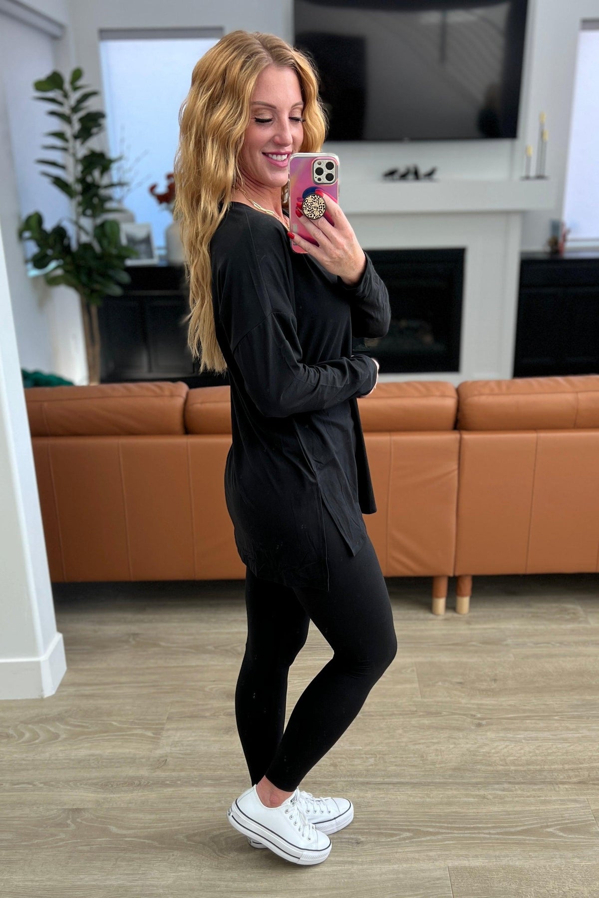 Buttery Soft V-Neck Long Sleeve Loungewear Set in Black - becauseofadi