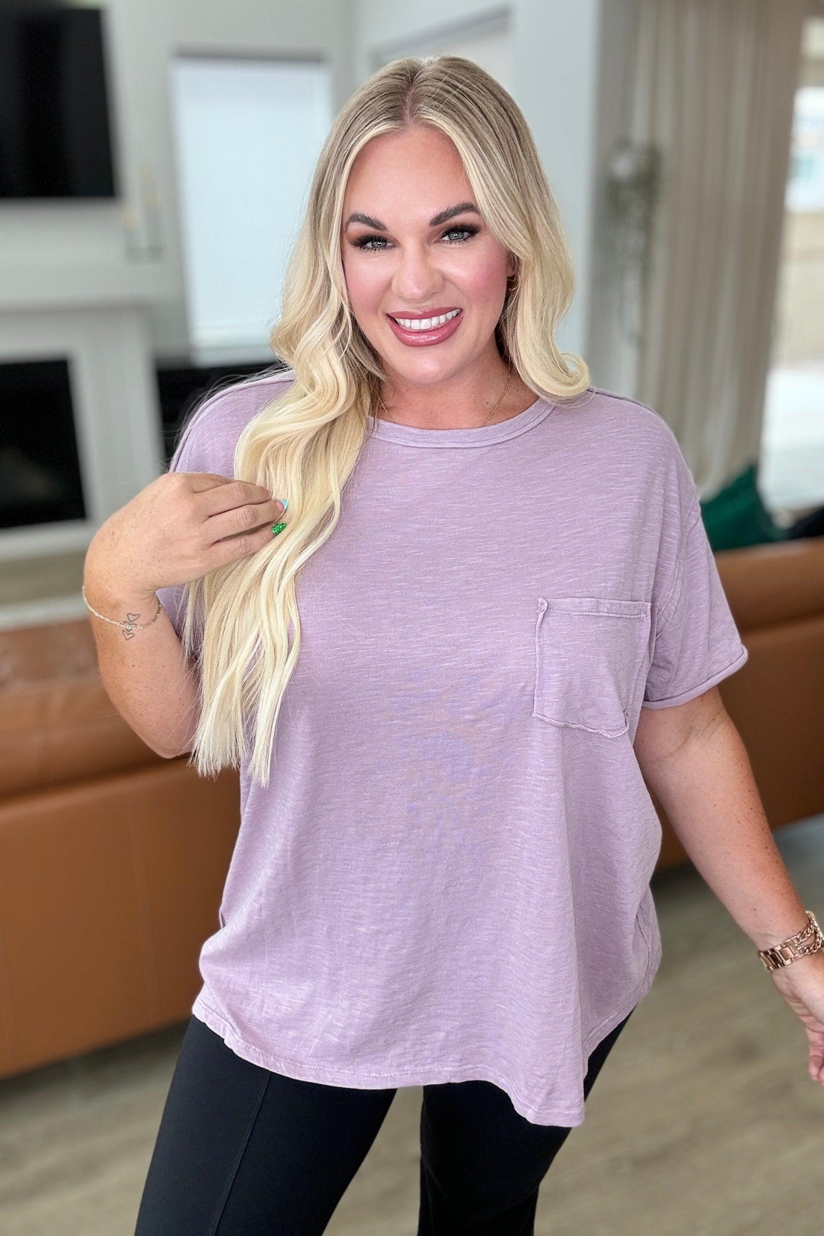 Casually Cool Patch Pocket Tee in Mauve - becauseofadi