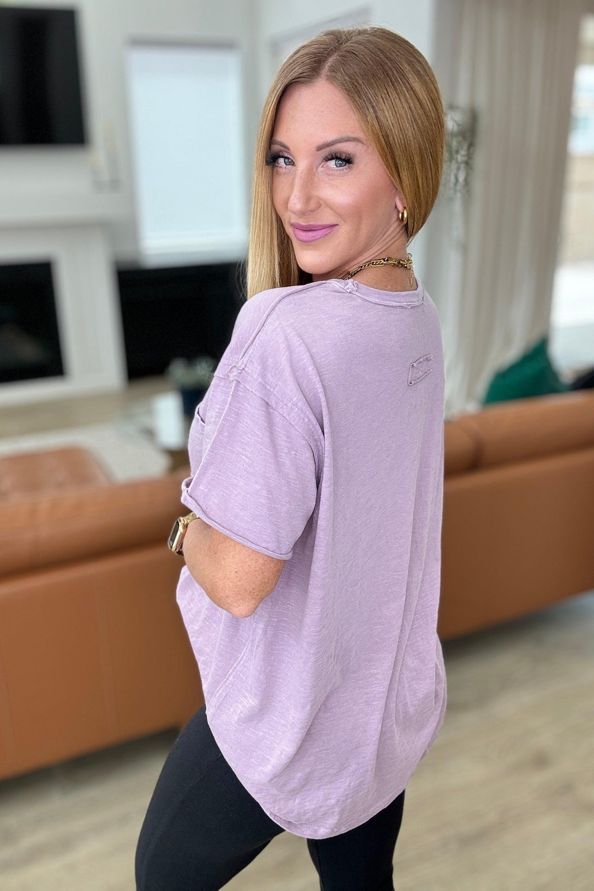 Casually Cool Patch Pocket Tee in Mauve - becauseofadi