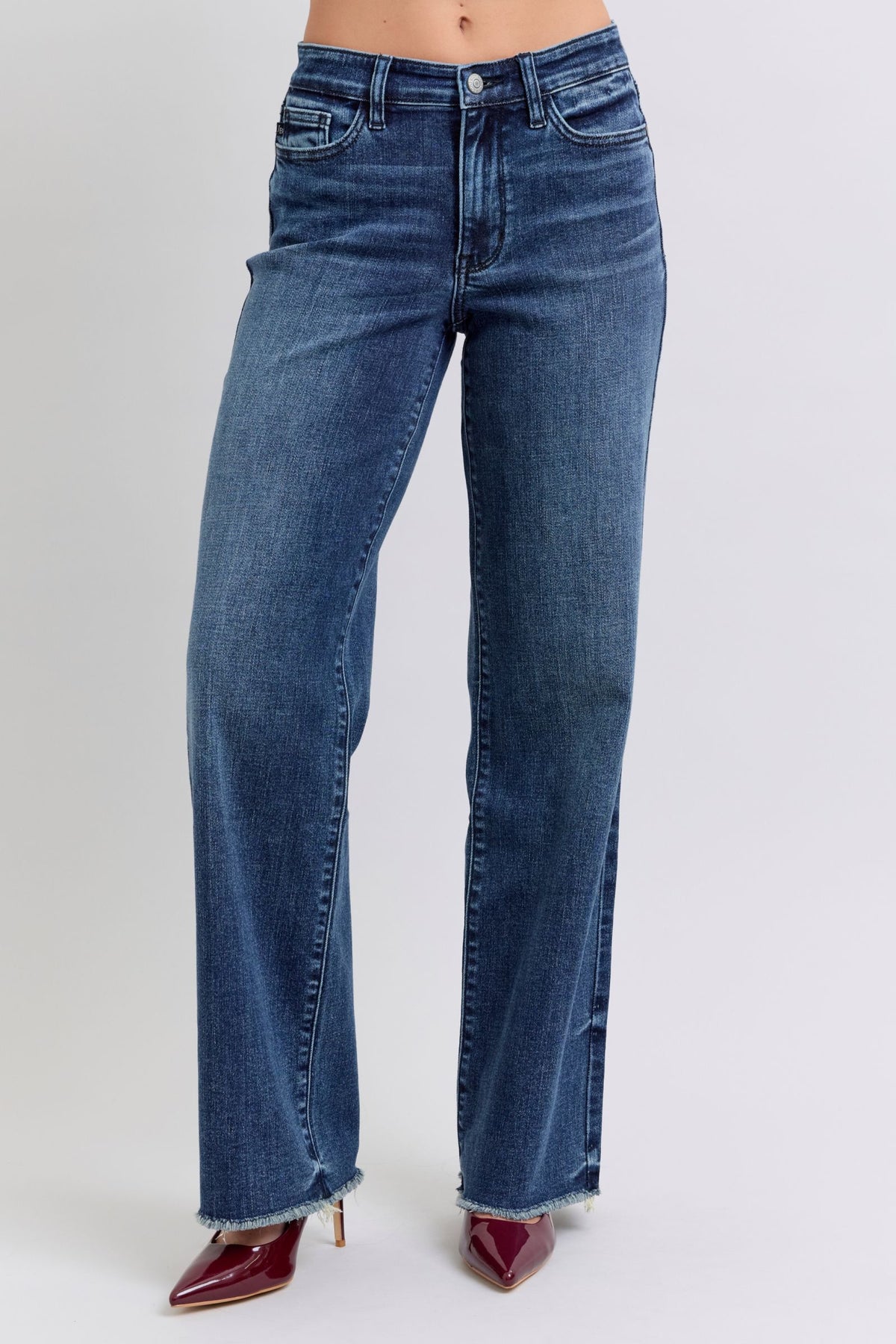 Judy Blue | Raw Hem Mid Rise Jeans