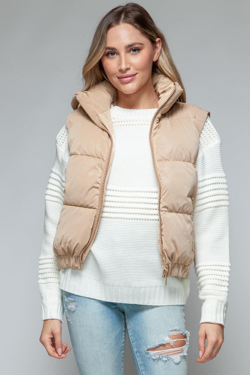 Snobbish Fine Fur Lining Quilted Vest in Iced Coffee