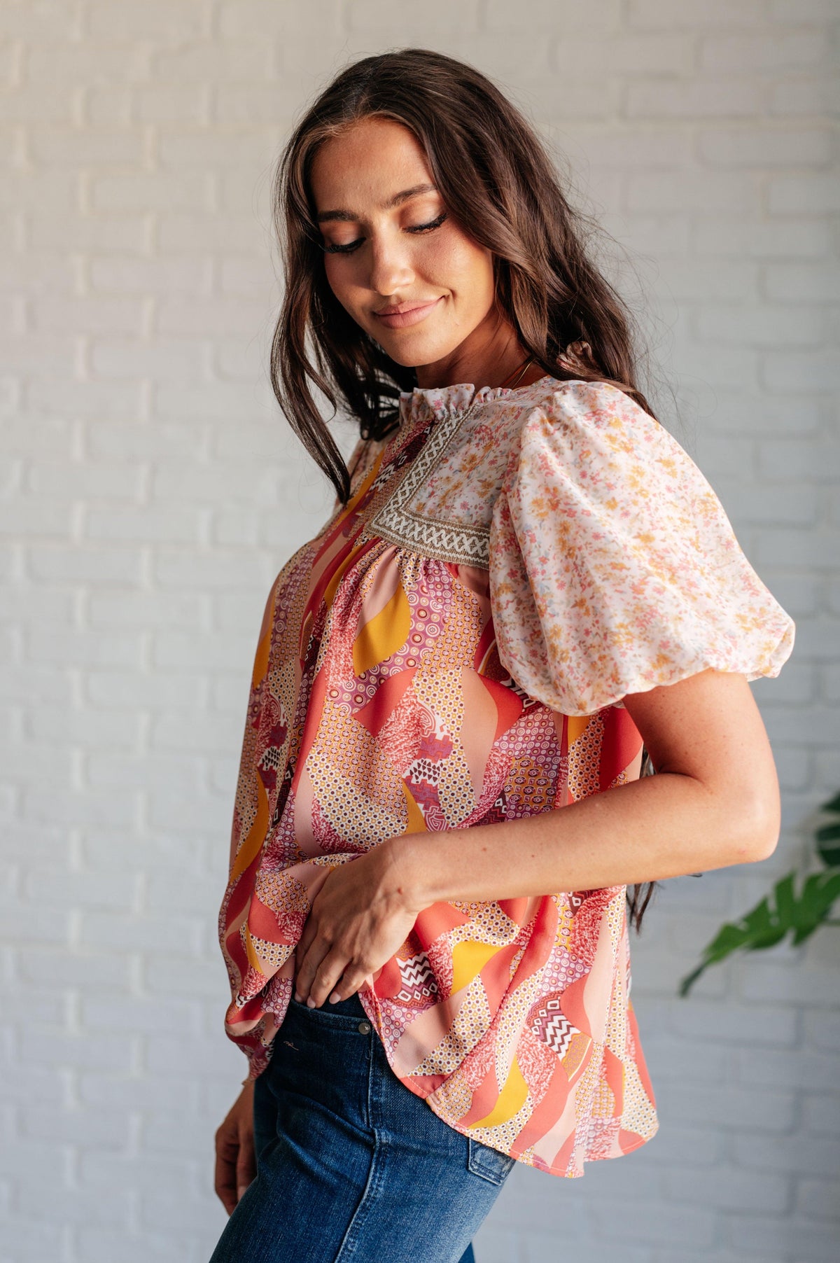 Day Dreamer Mixed Floral Top in Mauve - becauseofadi