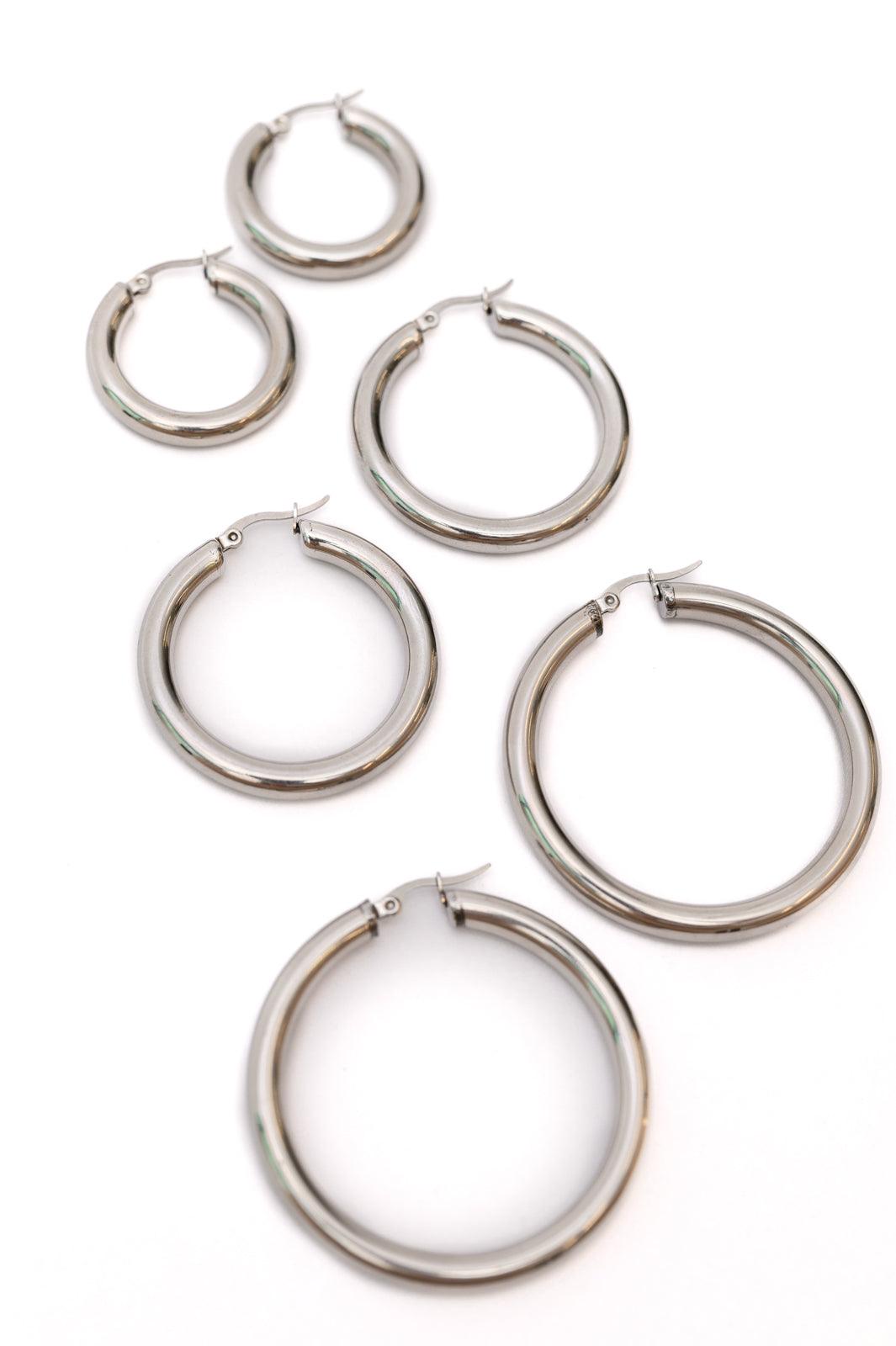 Day to Day Hoop Earrings Set in Silver - becauseofadi