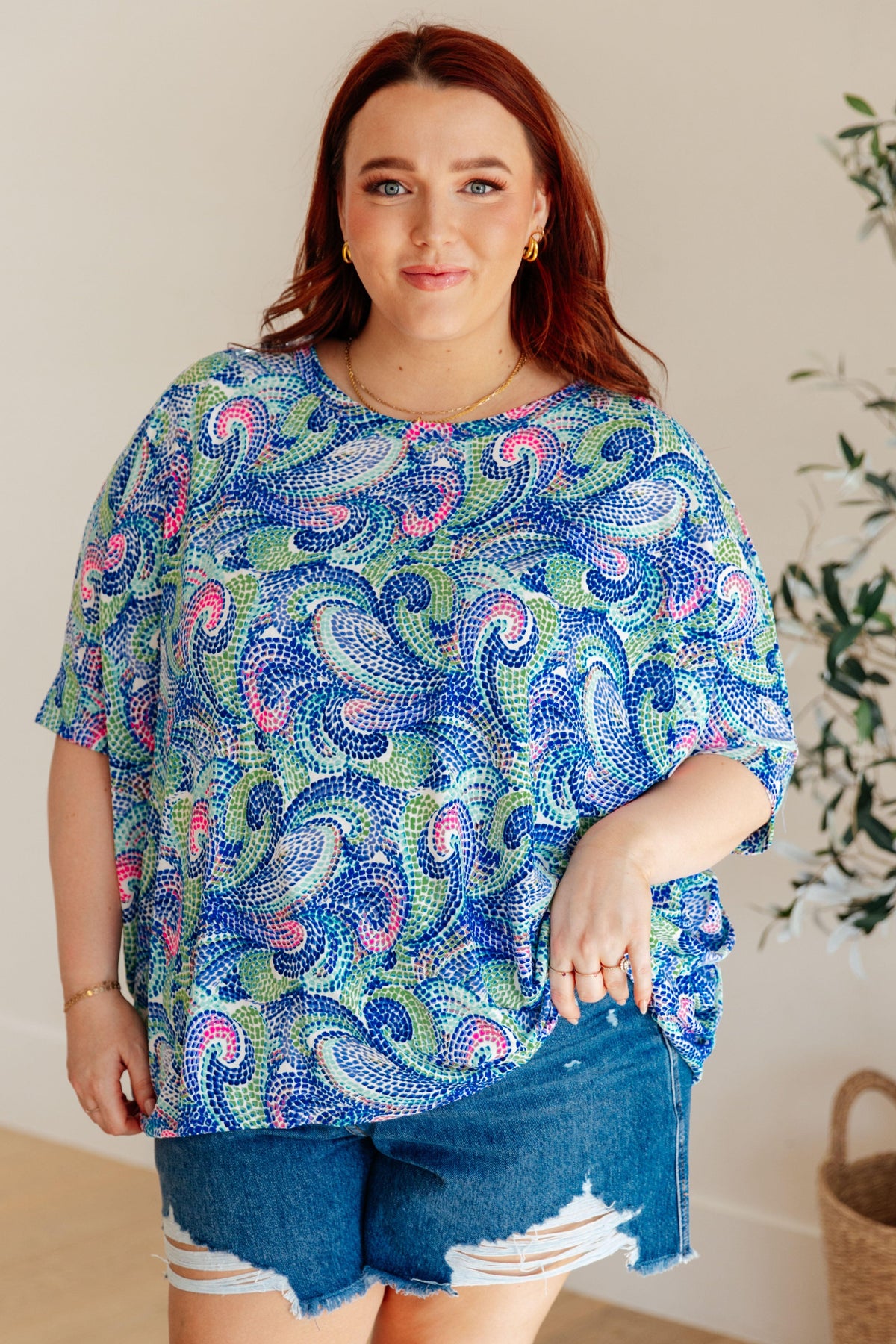 Essential Blouse in Painted Blue Mix - becauseofadi