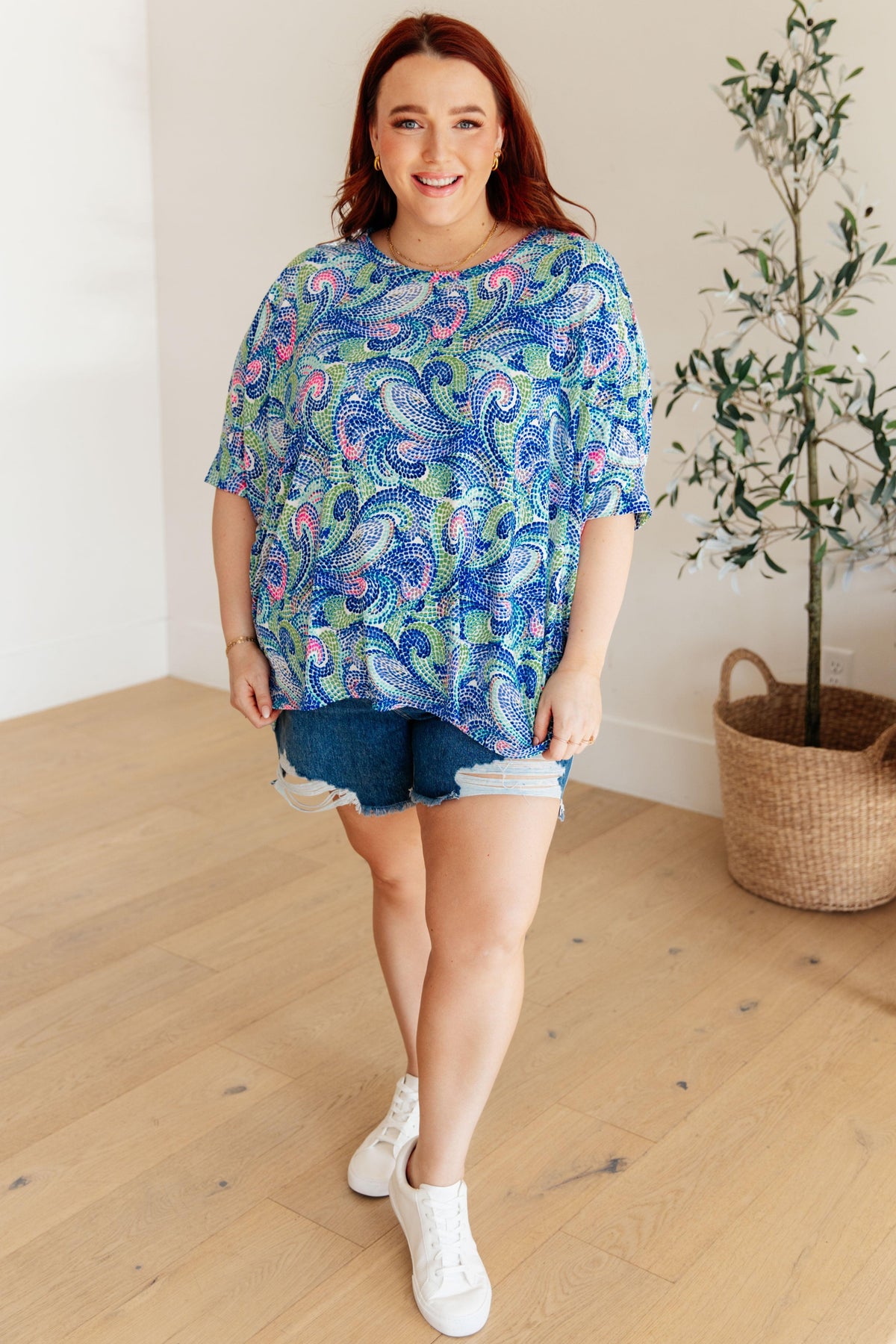 Essential Blouse in Painted Blue Mix - becauseofadi