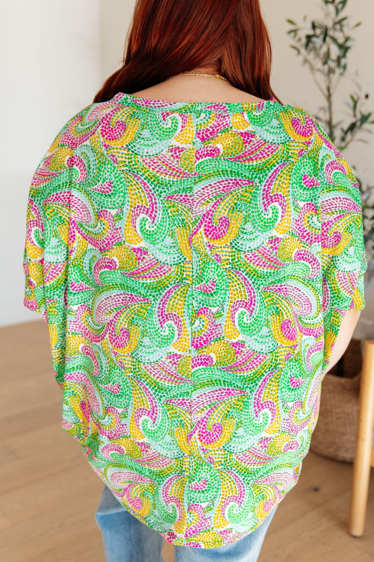 Essential Blouse in Painted Green and Pink - becauseofadi