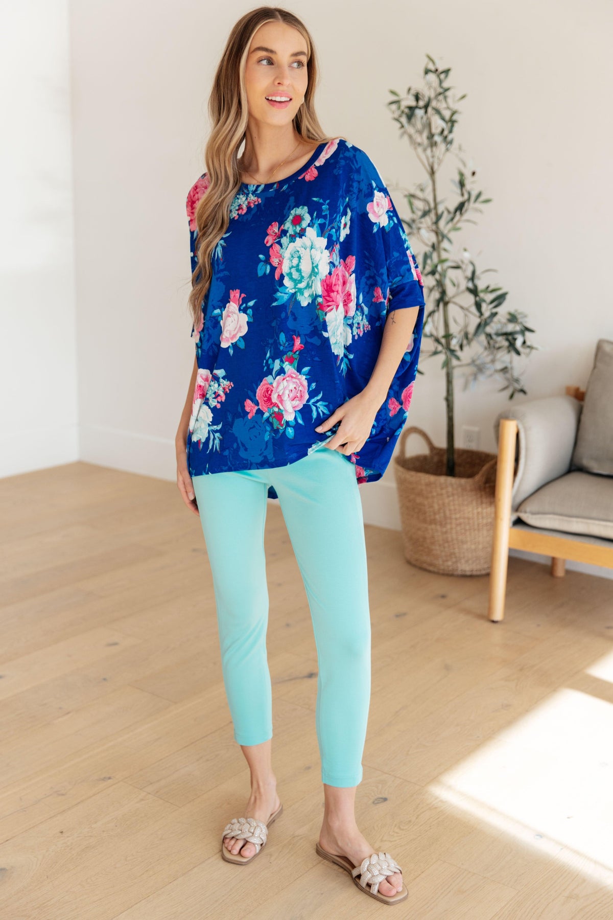 Essential Blouse in Royal and Pink Floral - becauseofadi