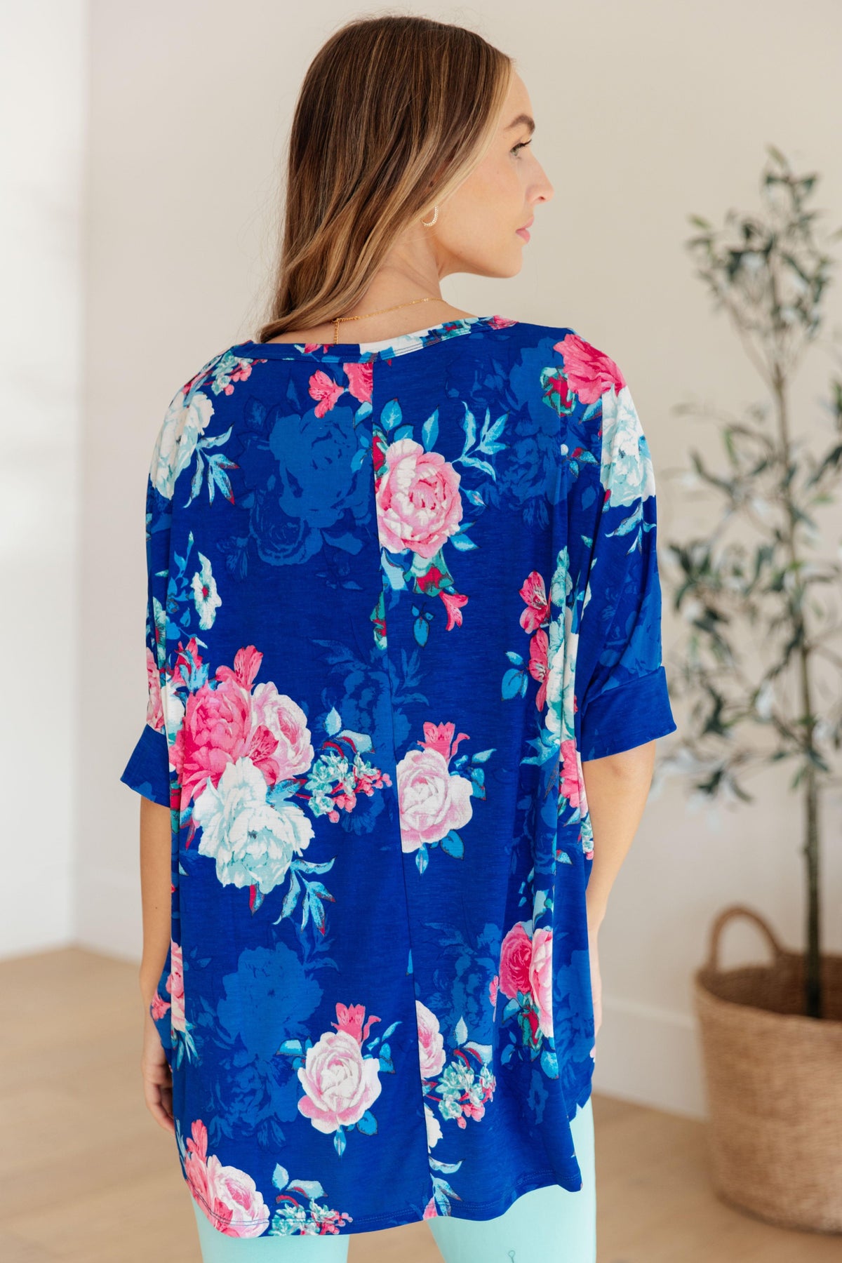 Essential Blouse in Royal and Pink Floral - becauseofadi