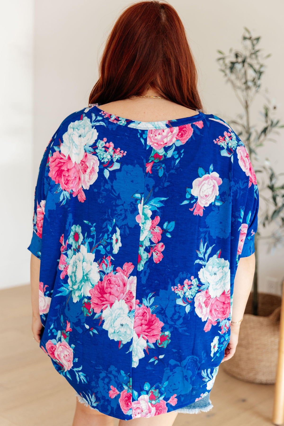 Essential Blouse in Royal and Pink Floral - becauseofadi