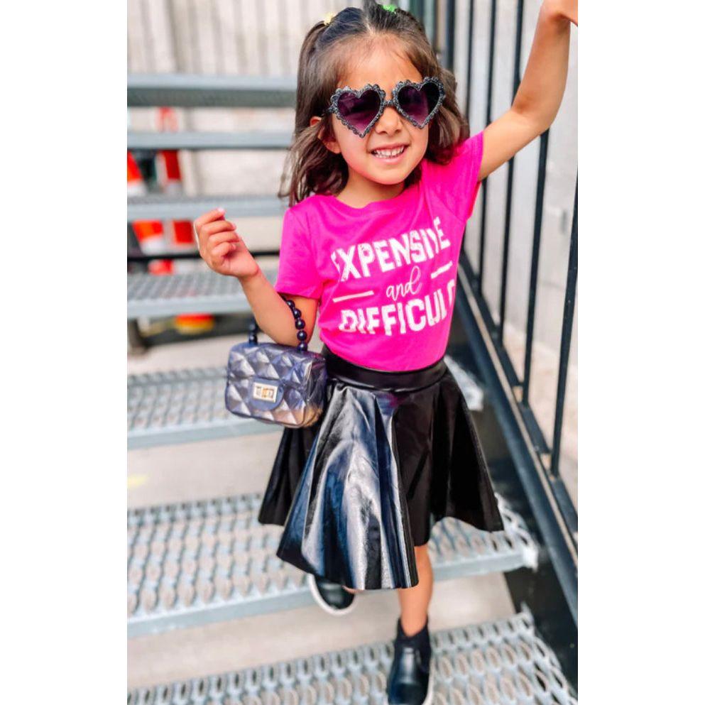 Girl's Harley Skirt | Metallic Leather Skirted Bummies | Black - becauseofadi