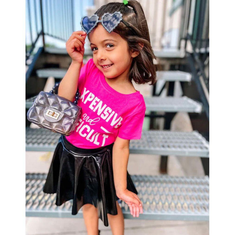 Girl's Harley Skirt | Metallic Leather Skirted Bummies | Black - becauseofadi