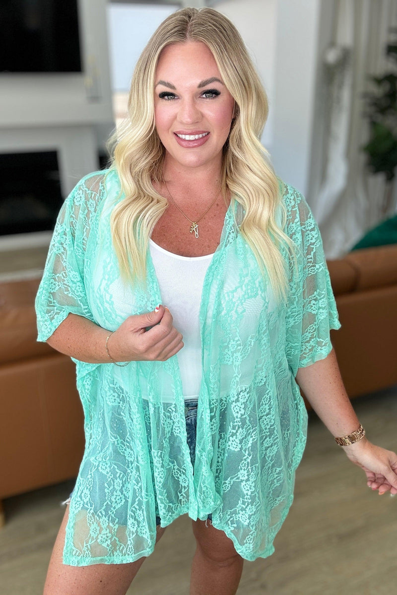 Good Days Ahead Lace Kimono In Mint - becauseofadi