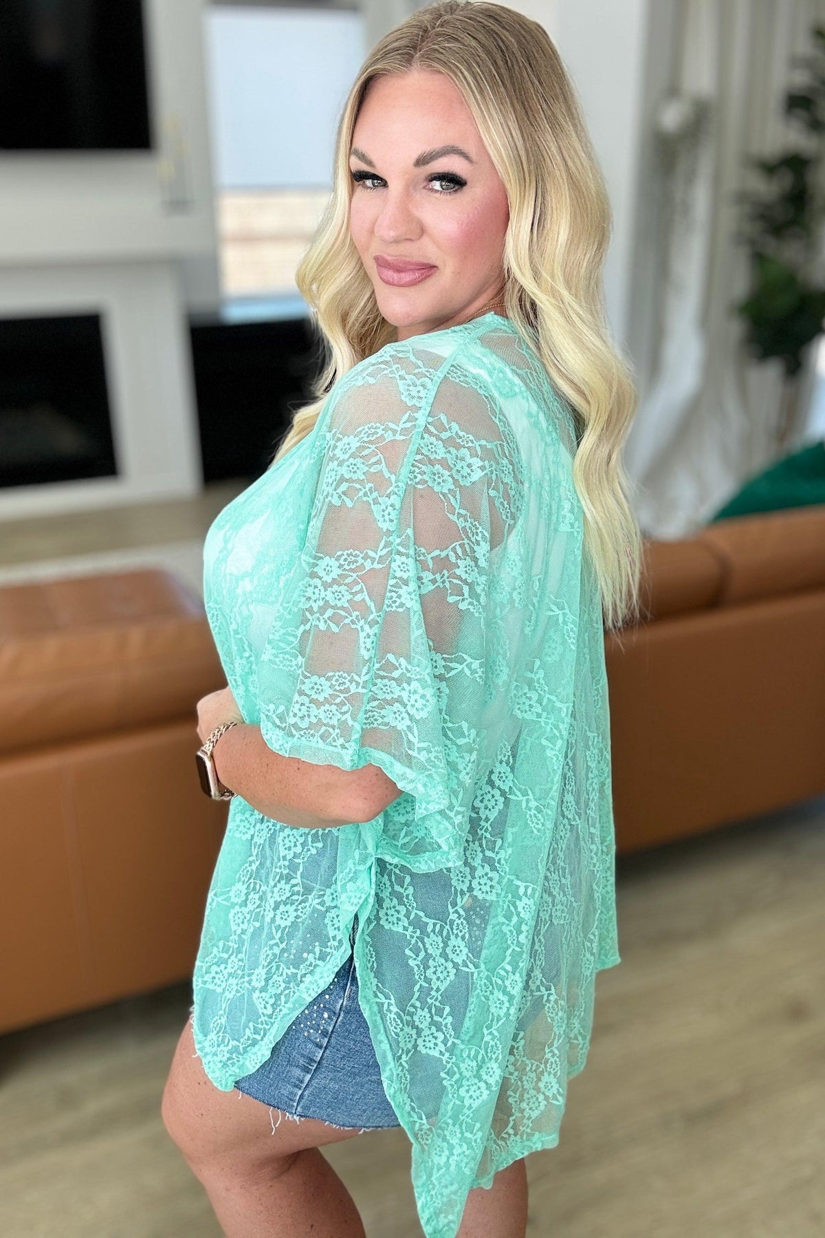 Good Days Ahead Lace Kimono In Mint - becauseofadi