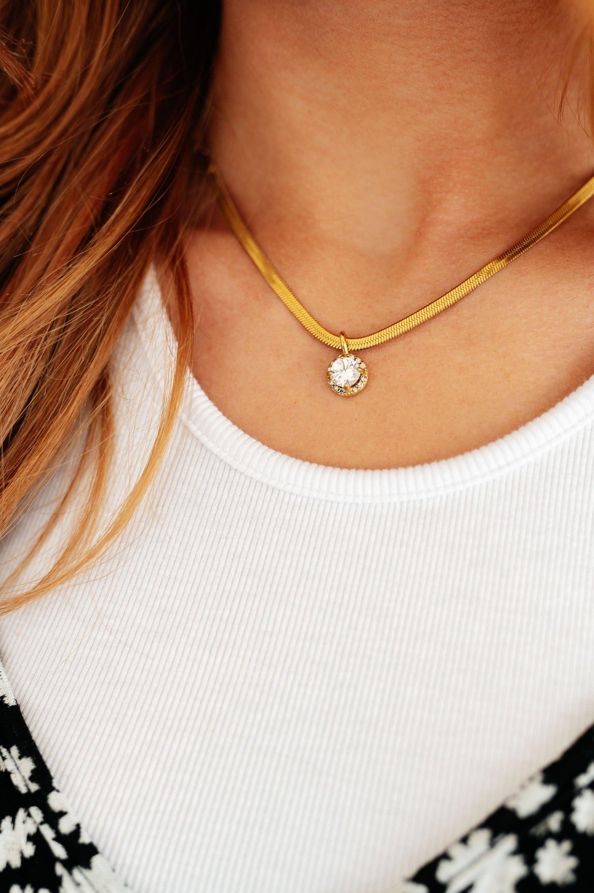 Here to Shine Gold Plated Necklace in White - becauseofadi