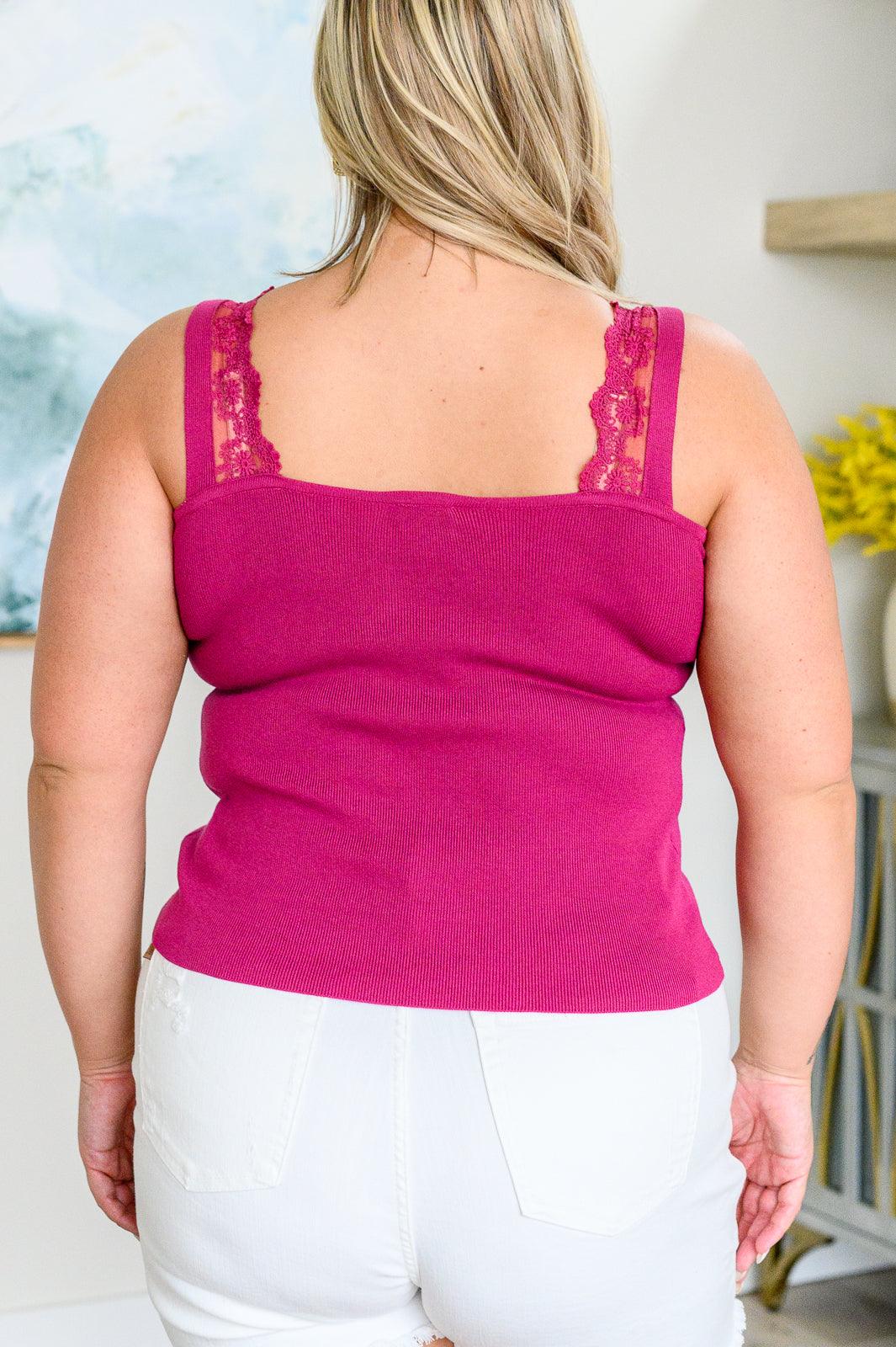 I Can Love You Better Lace Trim Tank in Berry - becauseofadi