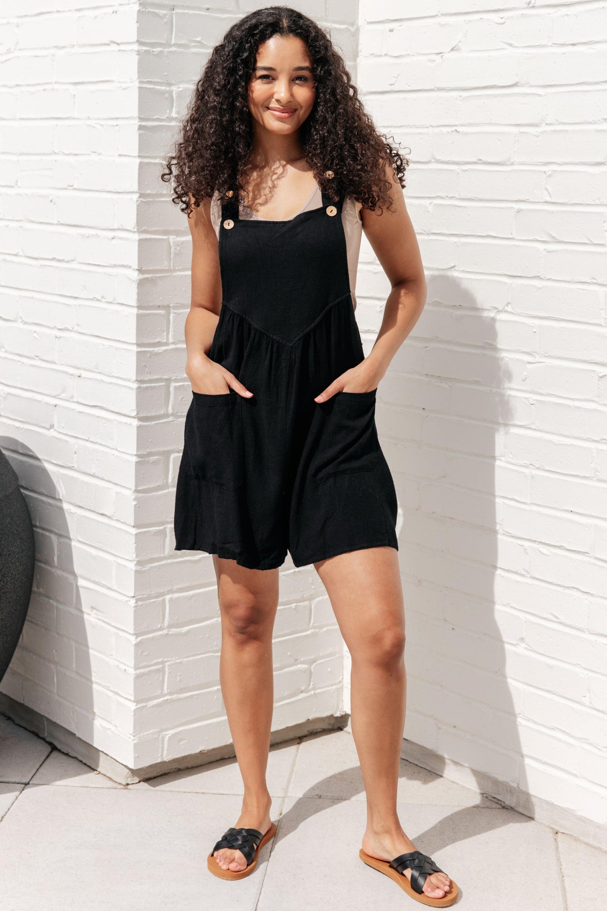 I Want You Back Linen Blend Shortalls in Black - becauseofadi