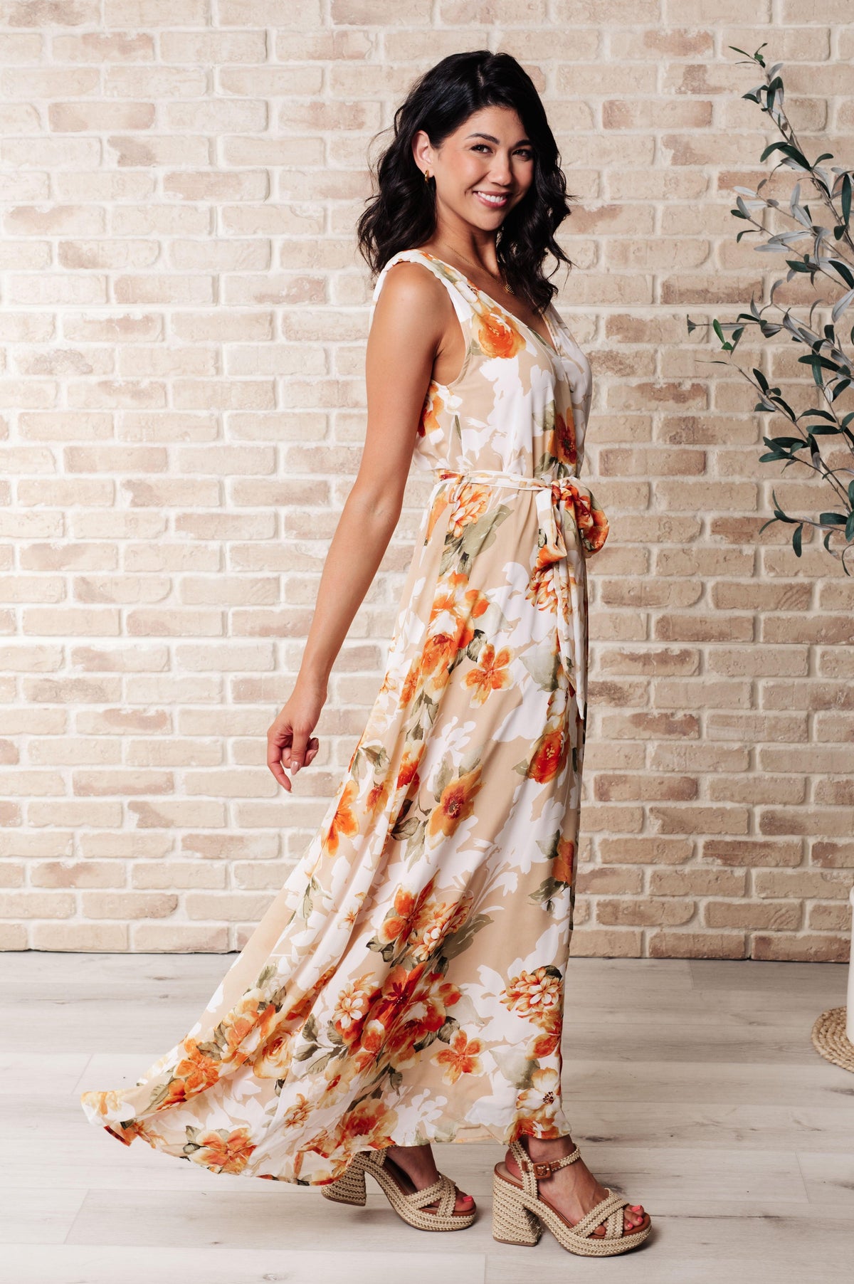 It's All Sunshine V-Neck Floral Dress in Orange - becauseofadi