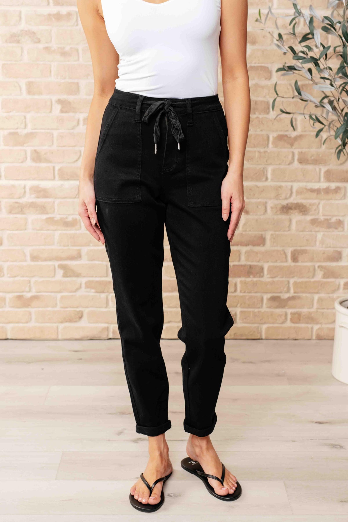 Judy Blue | Carmen Double Cuff Joggers in Black - becauseofadi