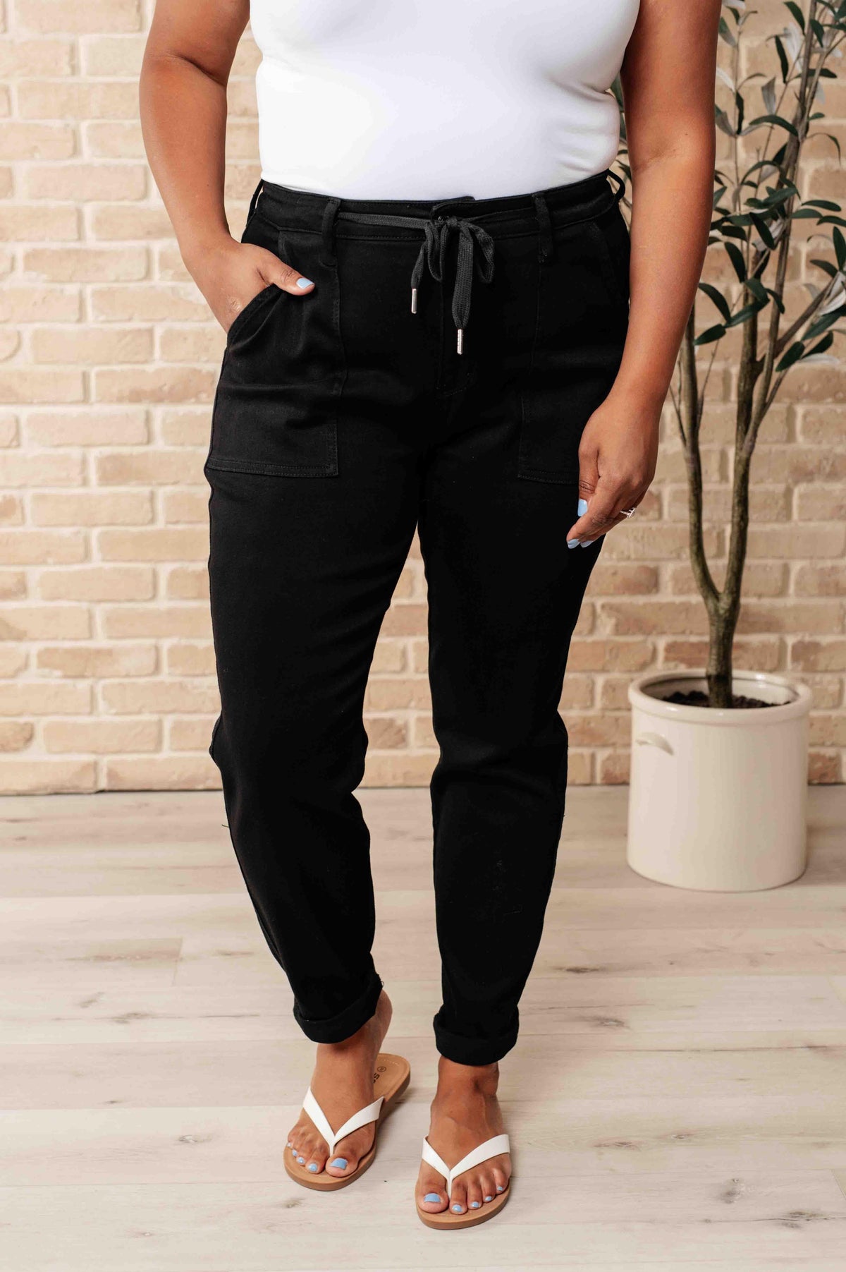 Judy Blue | Carmen Double Cuff Joggers in Black - becauseofadi