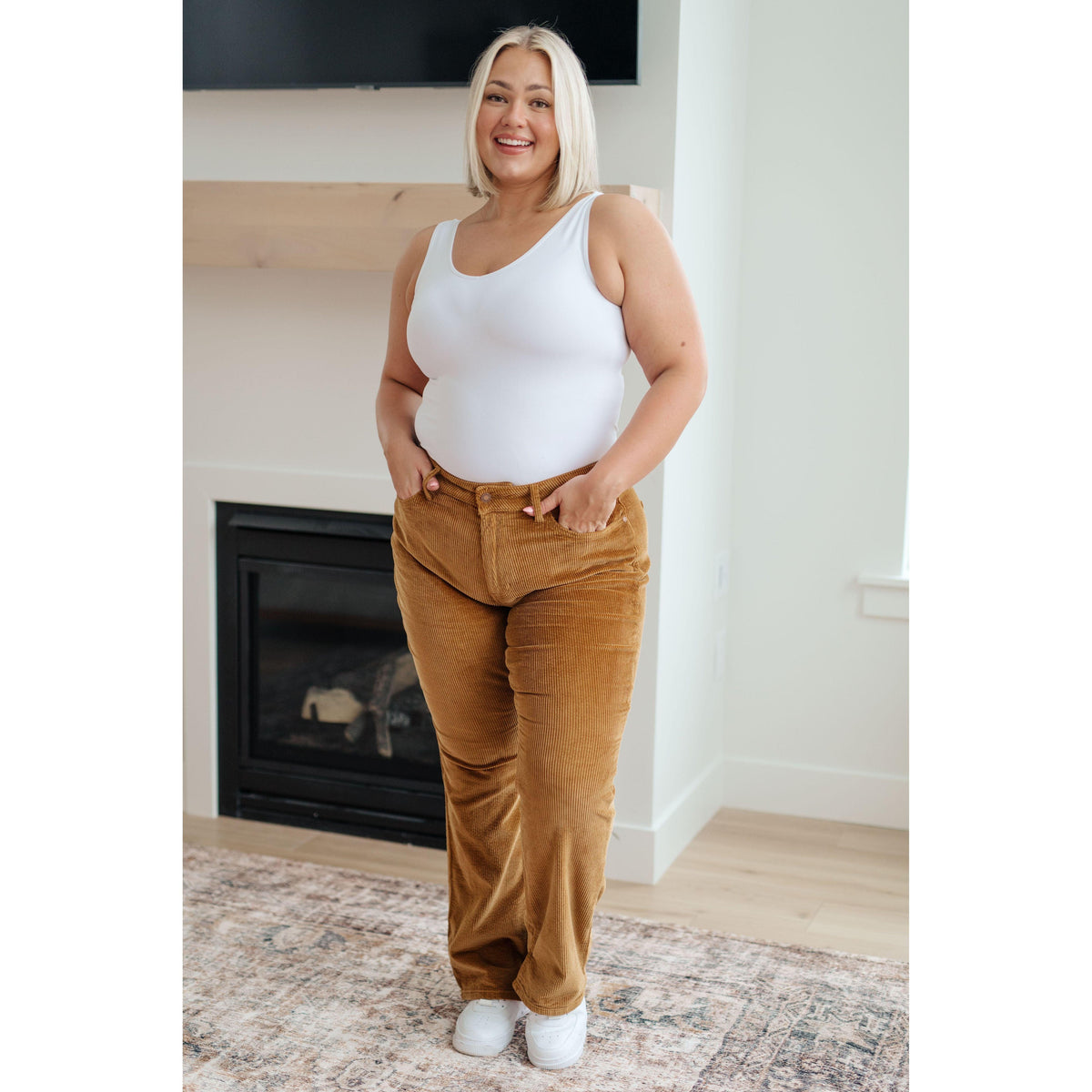 Judy Blue | Cordelia Bootcut Corduroy Pants in Camel - becauseofadi