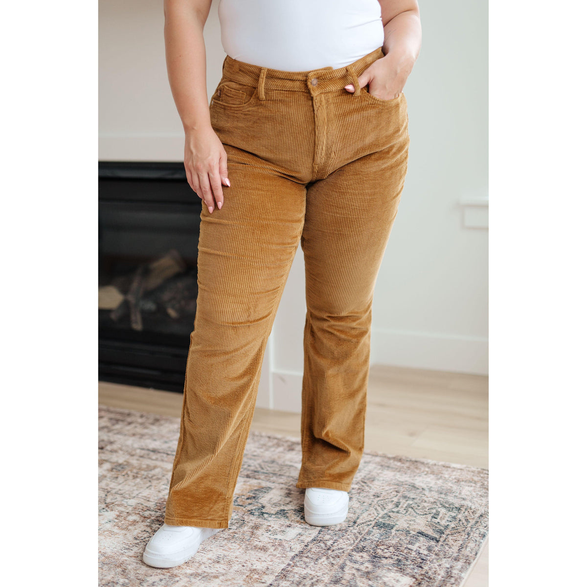 Judy Blue | Cordelia Bootcut Corduroy Pants in Camel - becauseofadi